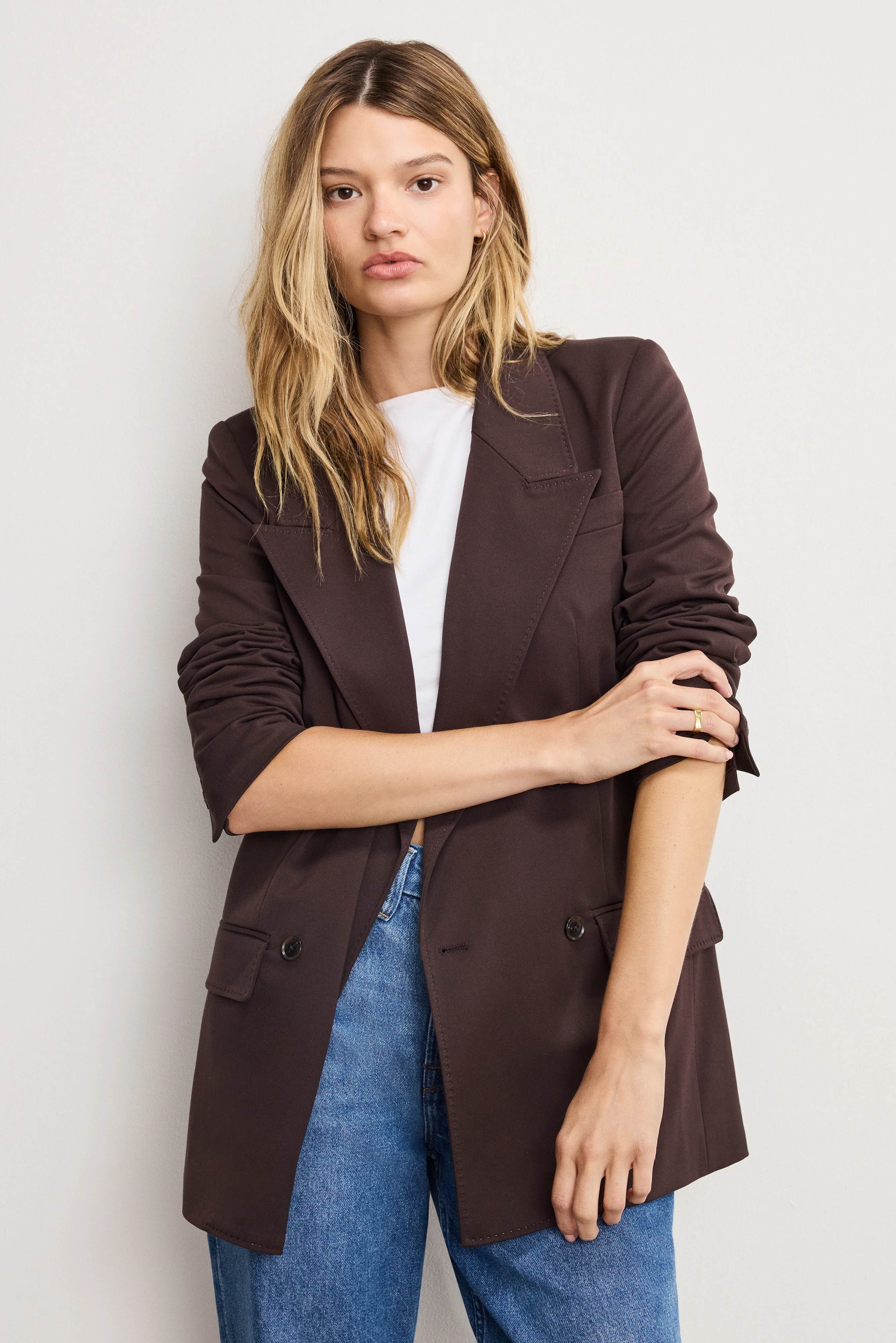 ESSENTIAL SUITING OVERSIZED DOUBLE BREASTED BLAZER Dark chocolate