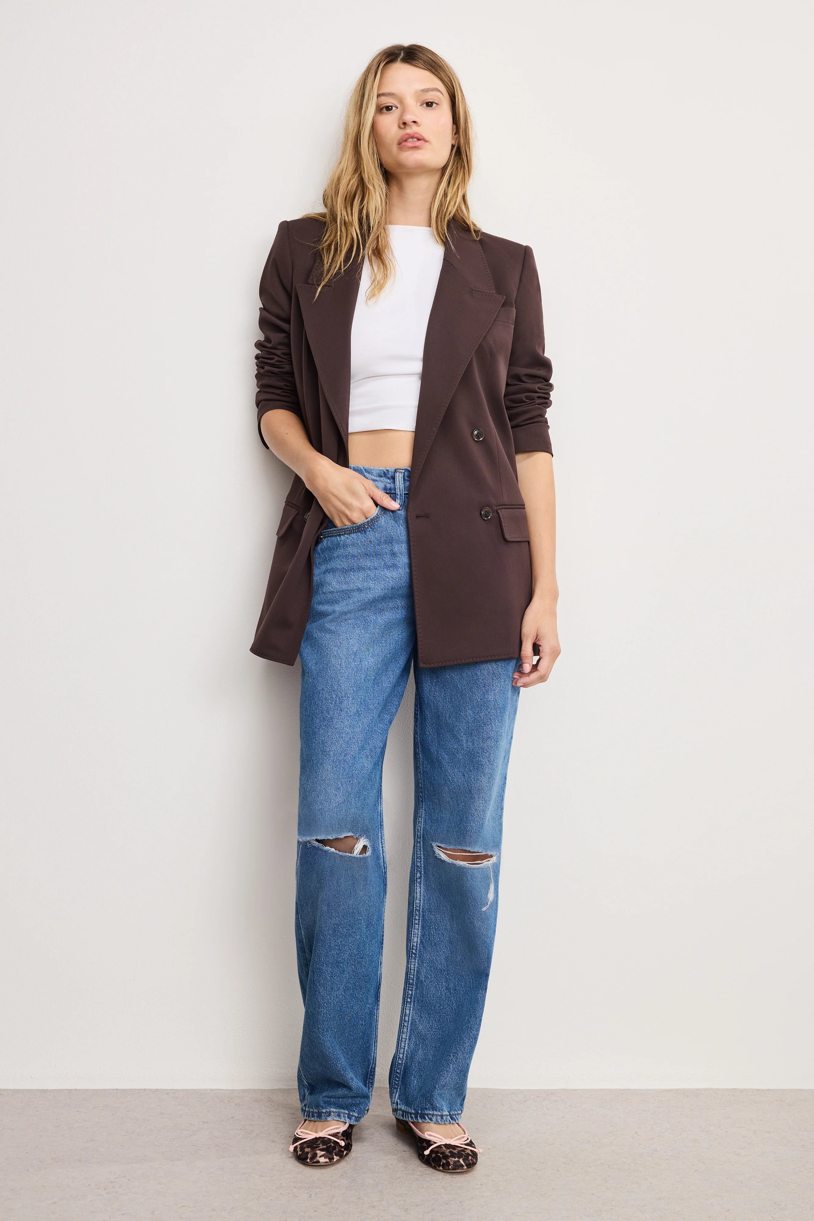 ESSENTIAL SUITING OVERSIZED DOUBLE BREASTED BLAZER Dark chocolate