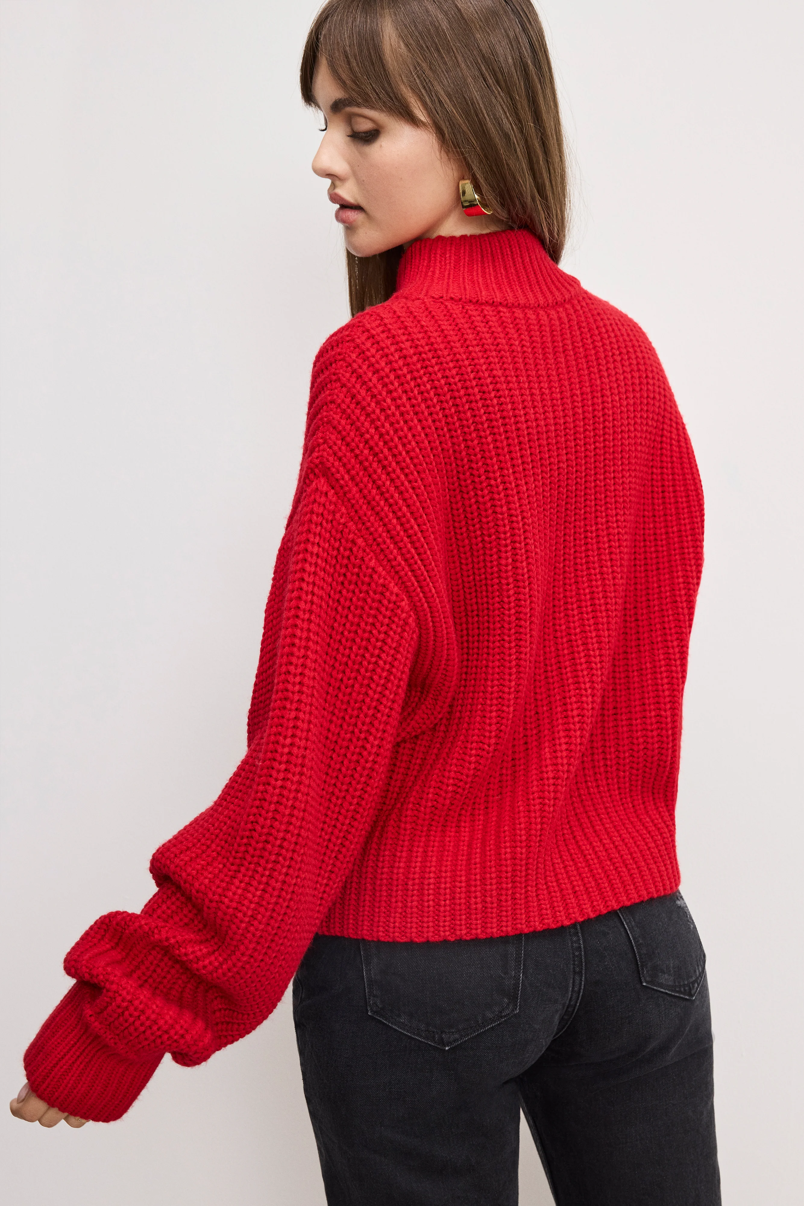 CHUNKY KNIT MOCK NECK SWEATER Chili001 3 CHUNKY KNIT MOCK NECK SWEATER Chili001