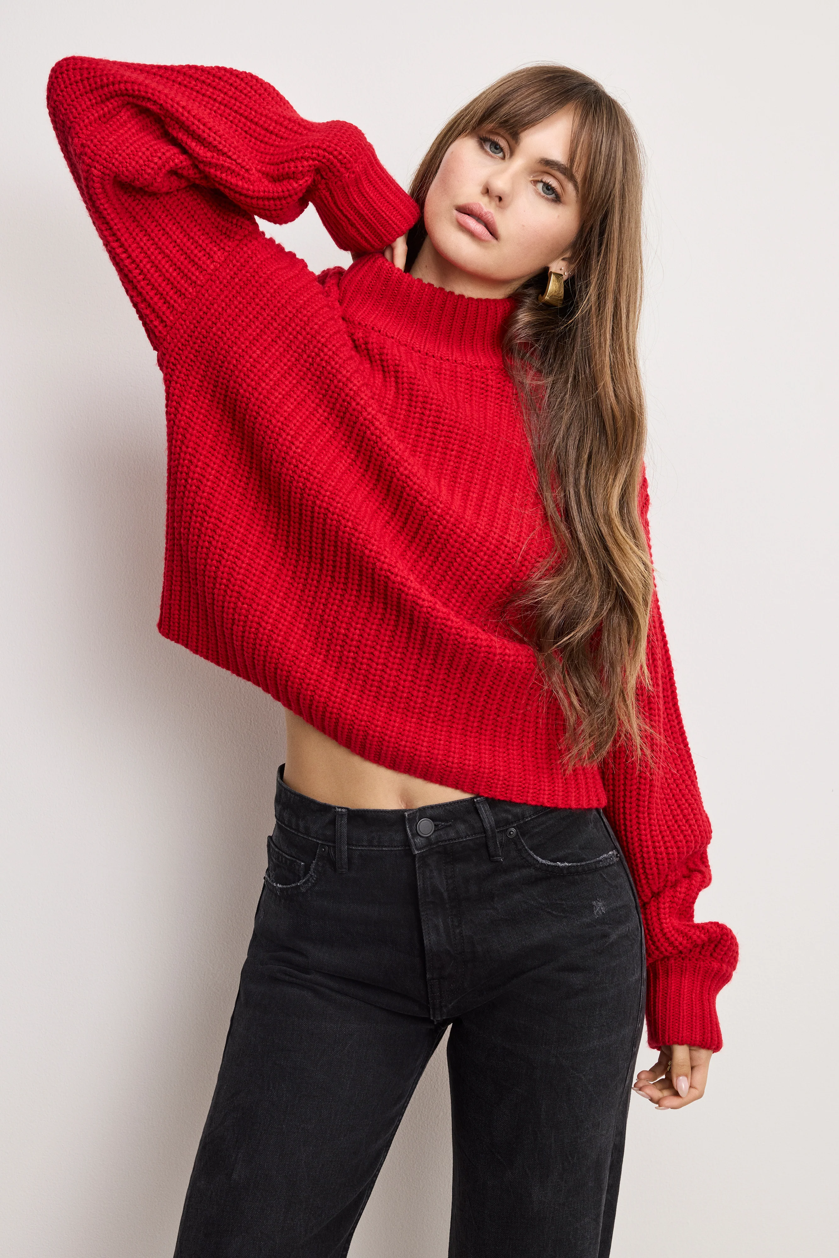 CHUNKY KNIT MOCK NECK SWEATER Chili001 4 CHUNKY KNIT MOCK NECK SWEATER Chili001