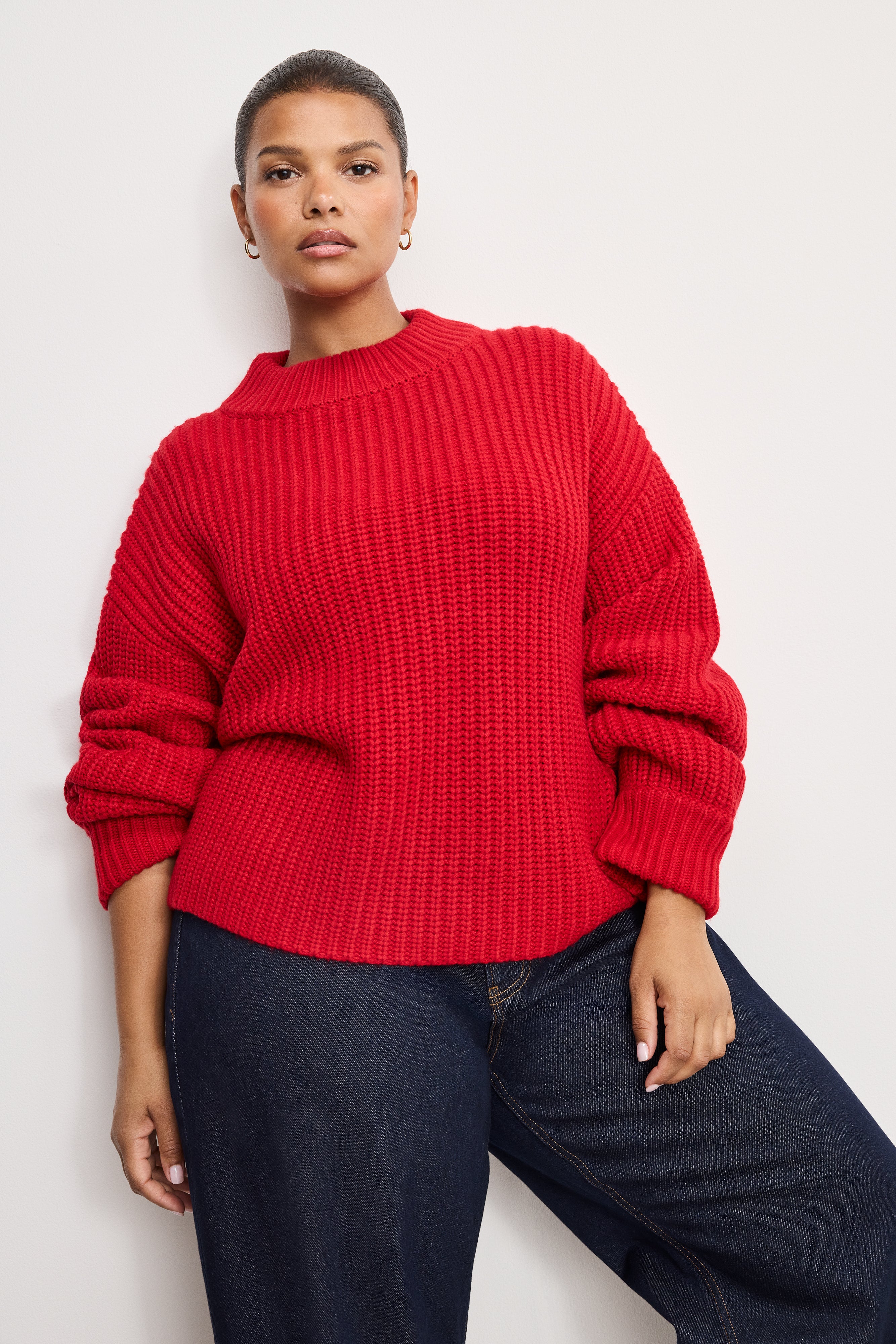 CHUNKY KNIT MOCK NECK SWEATER Chili001 5 CHUNKY KNIT MOCK NECK SWEATER Chili001