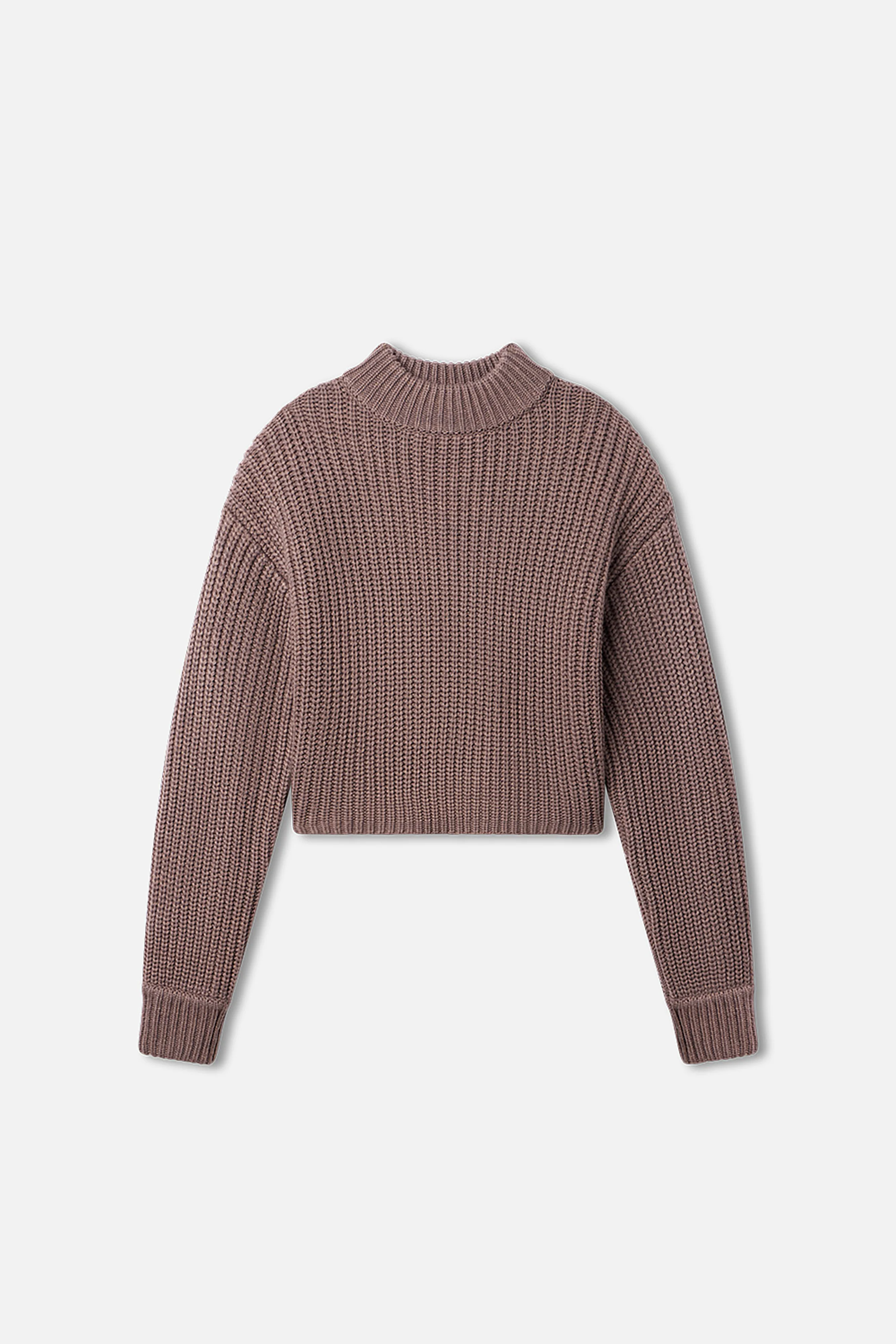 CHUNKY KNIT MOCK NECK SWEATER Smoke