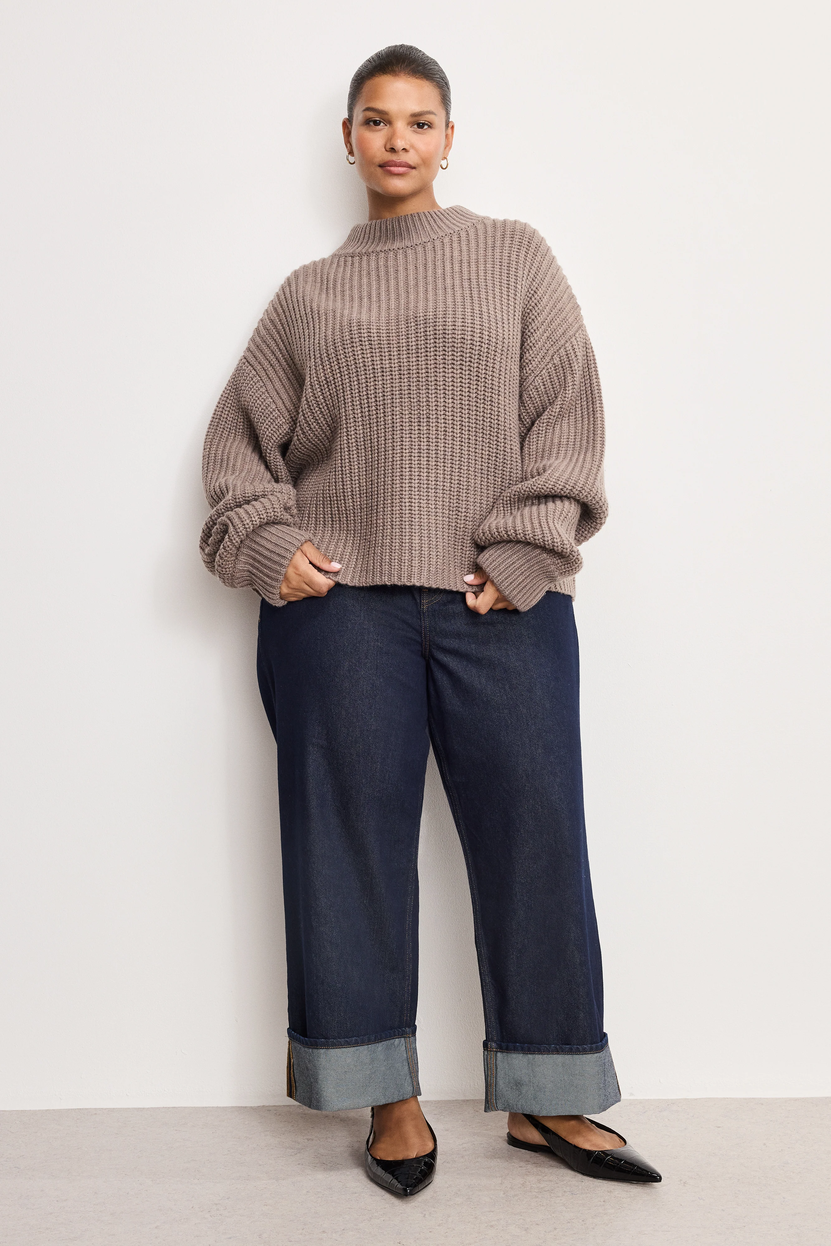 CHUNKY KNIT MOCK NECK SWEATER Smoke 6 CHUNKY KNIT MOCK NECK SWEATER Smoke