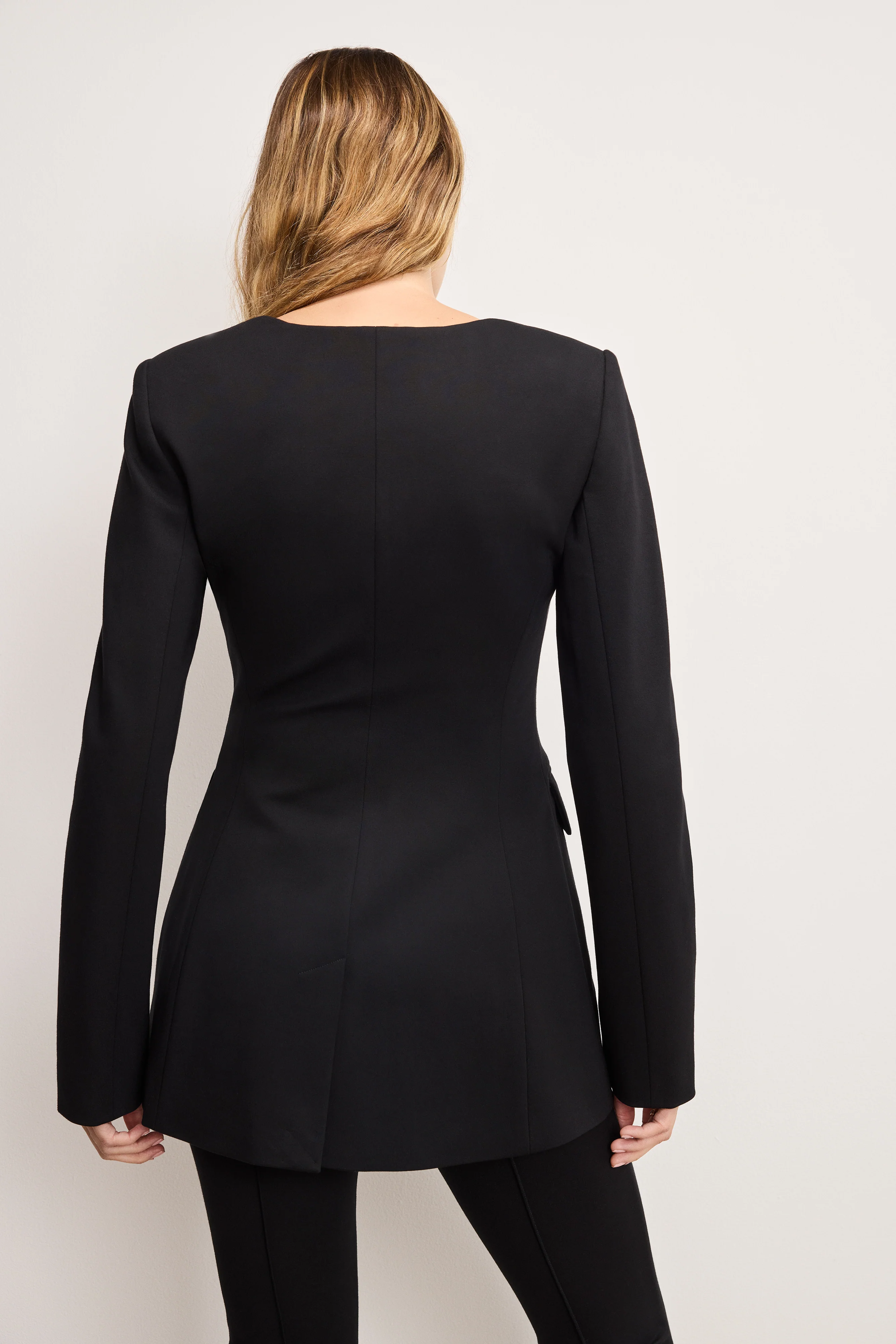 SOFT STRETCH PONTE SCULPTED BLAZER Black001