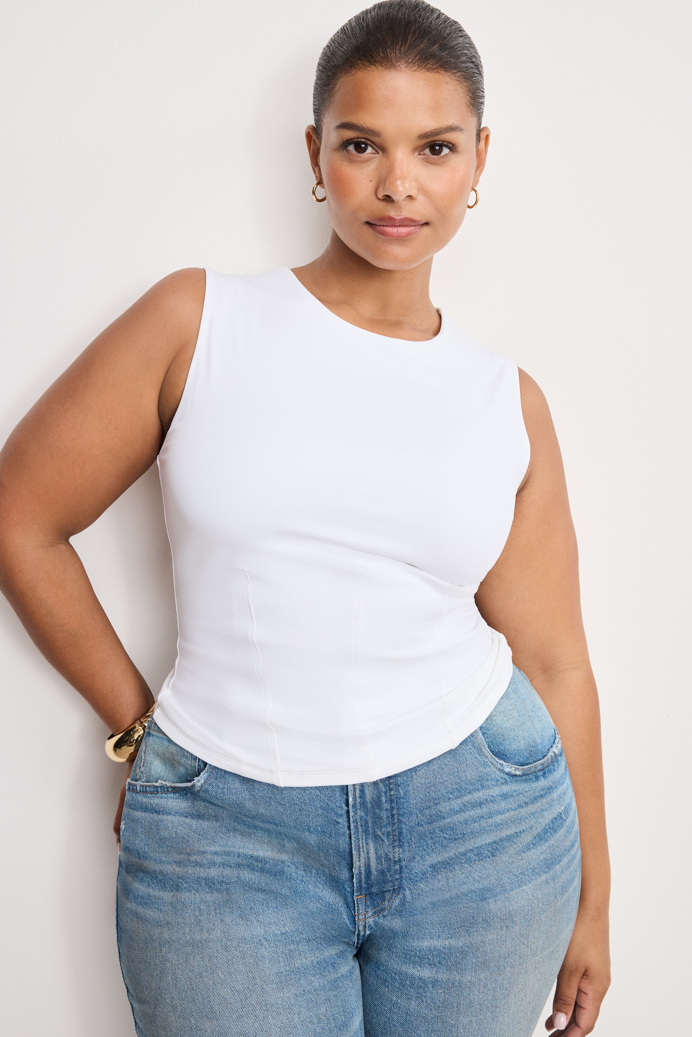 WEIGHTLESS CORSET TANK TOP White001