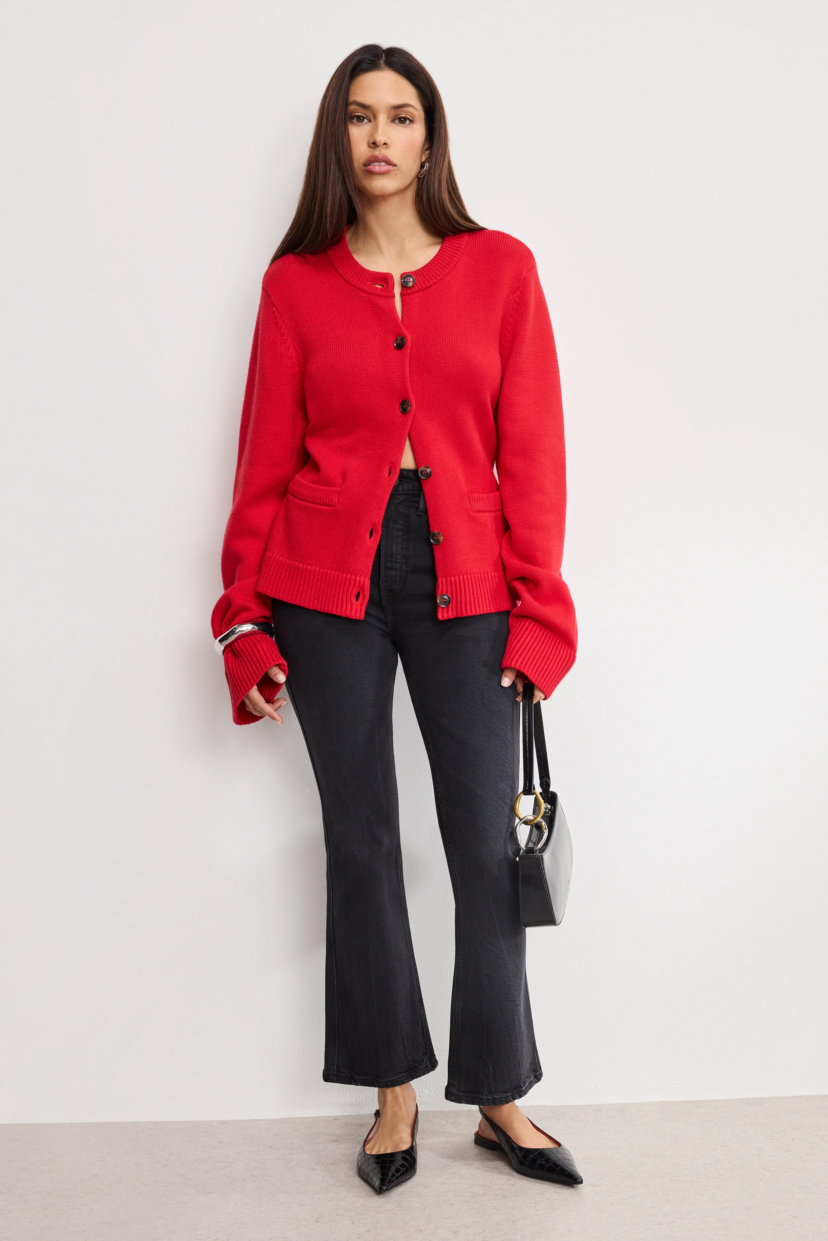 BUTTON FRONT KNIT CARDIGAN Chili001 4 BUTTON FRONT KNIT CARDIGAN Chili001