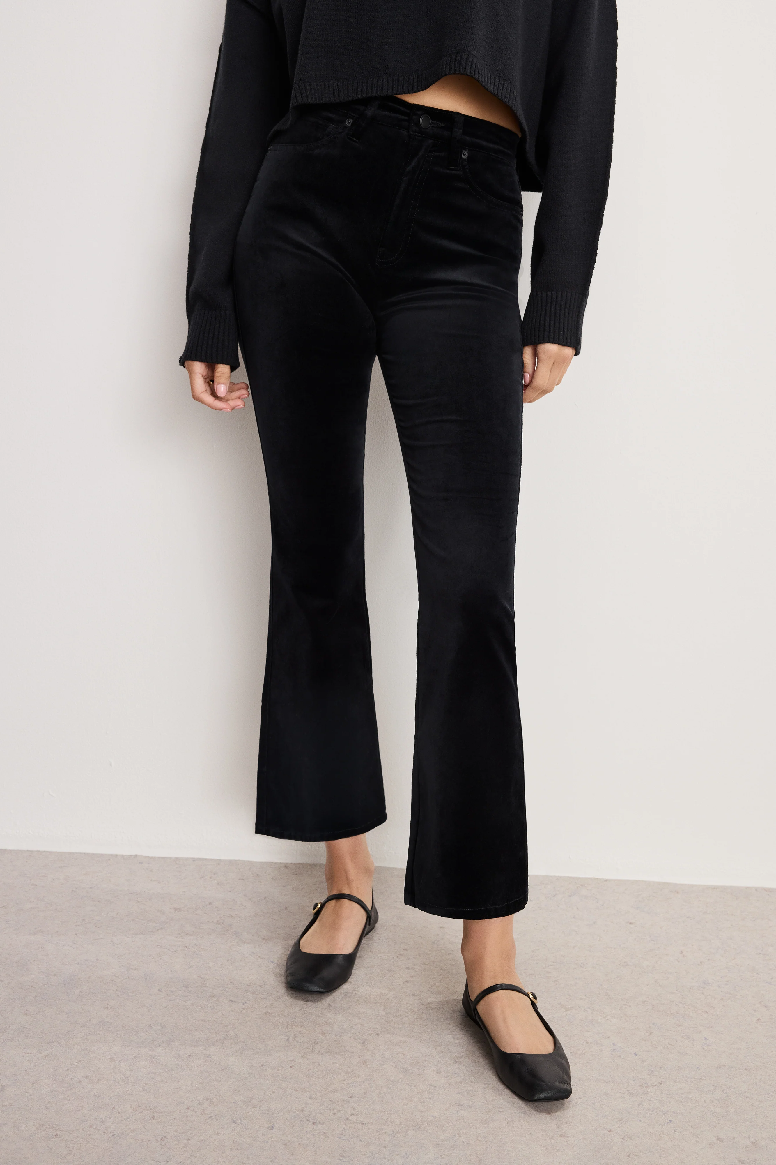 VELVET GOOD HIGH RISE KICK FLARE PANTS Black001