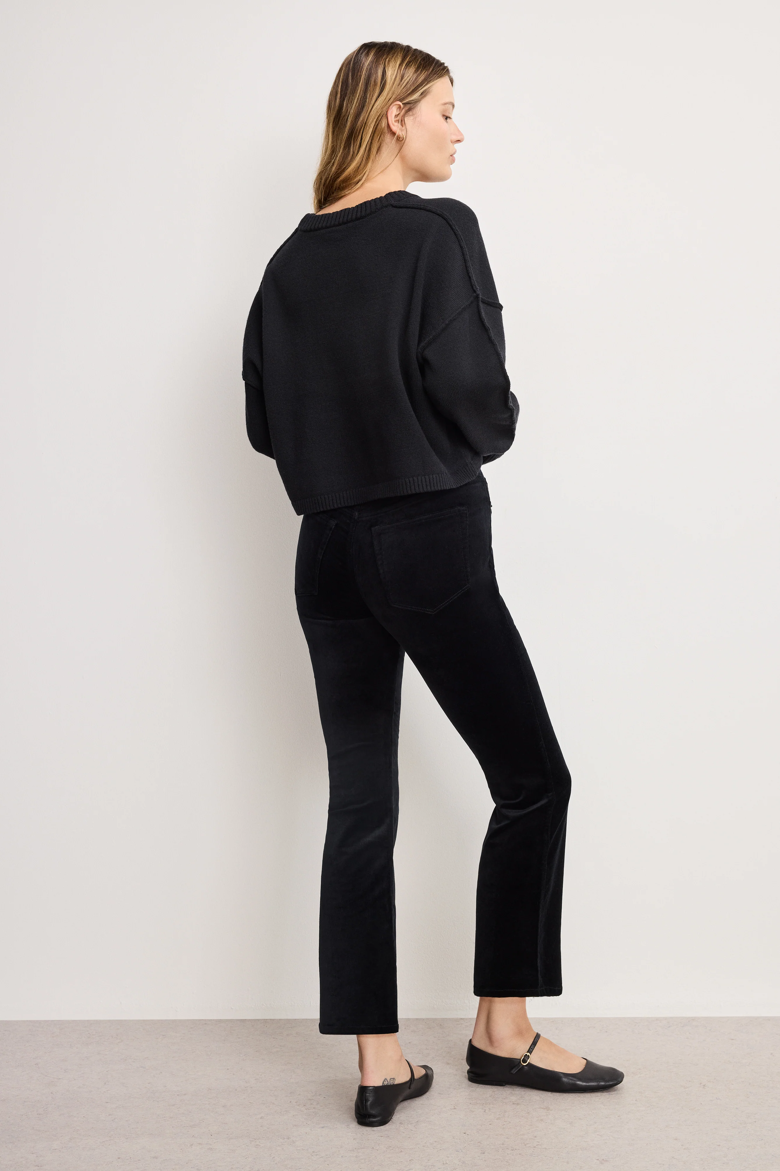 VELVET GOOD HIGH RISE KICK FLARE PANTS Black001