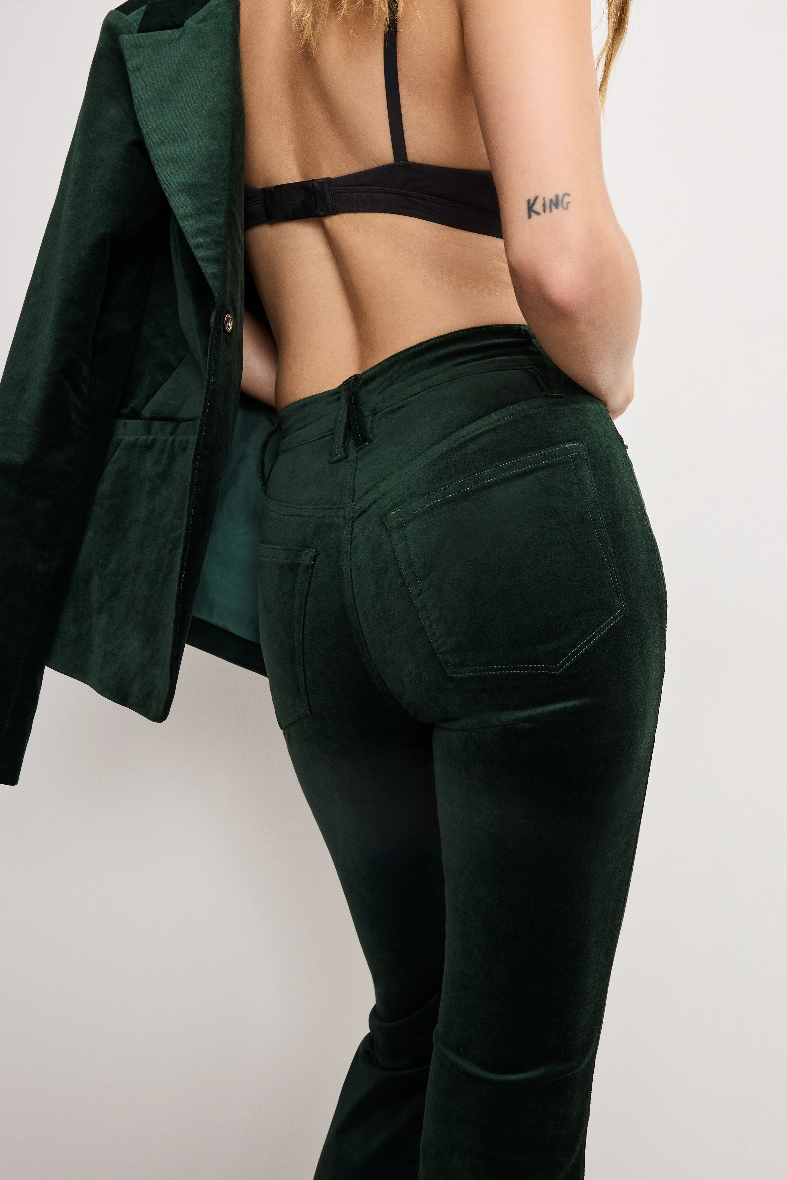 VELVET GOOD HIGH RISE KICK FLARE PANTS Pine green003