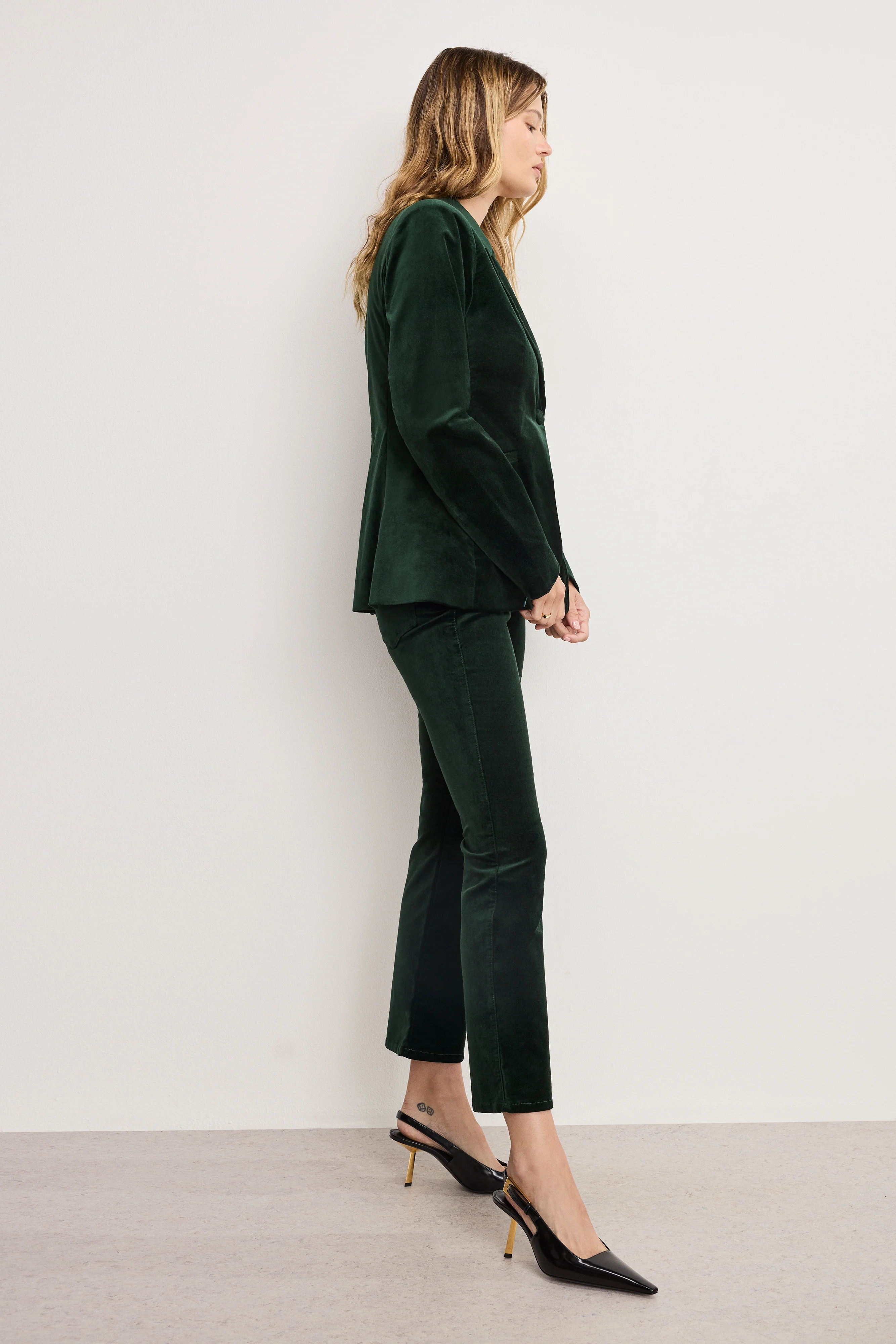 VELVET GOOD HIGH RISE KICK FLARE PANTS Pine green003