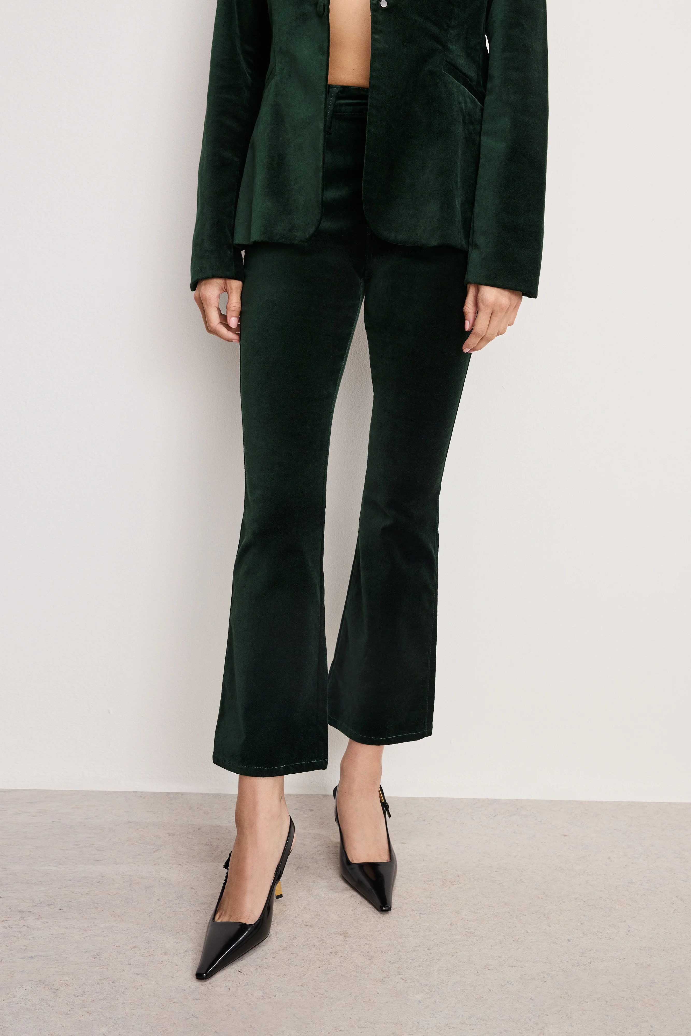 VELVET GOOD HIGH RISE KICK FLARE PANTS Pine green003