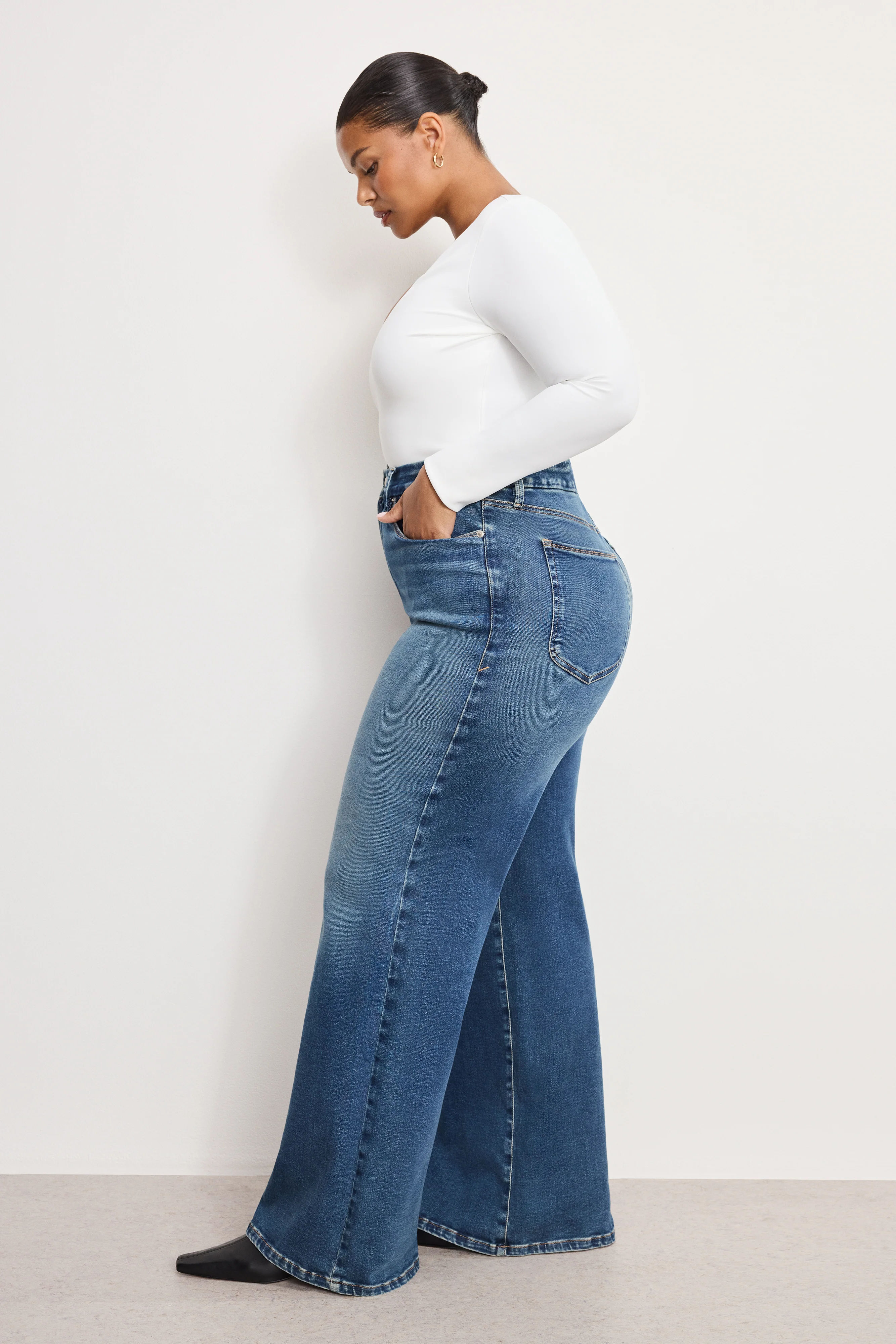 SOFT TECH GOOD WAIST PALAZZO JEANS Indigo986