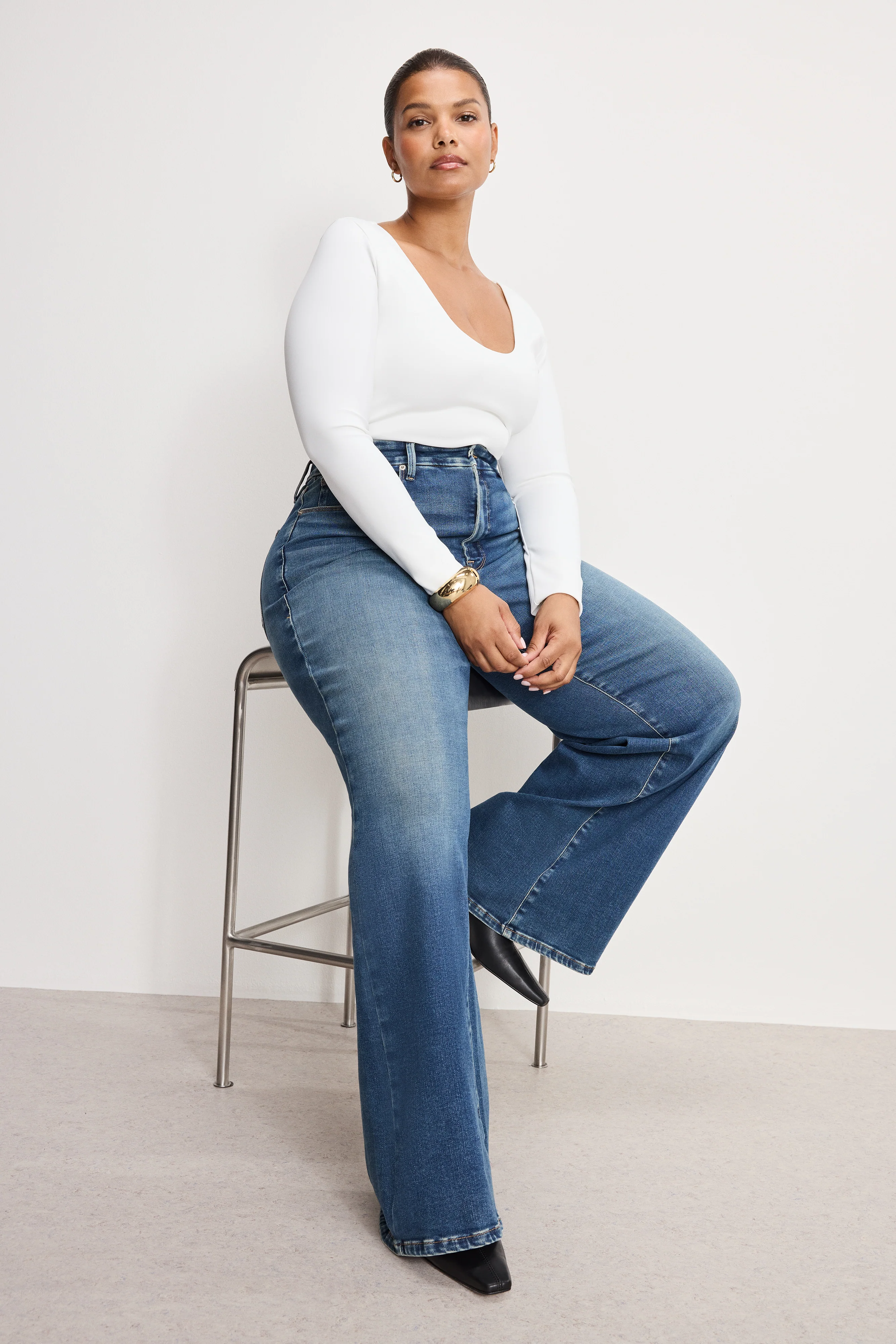 SOFT TECH GOOD WAIST PALAZZO JEANS Indigo986