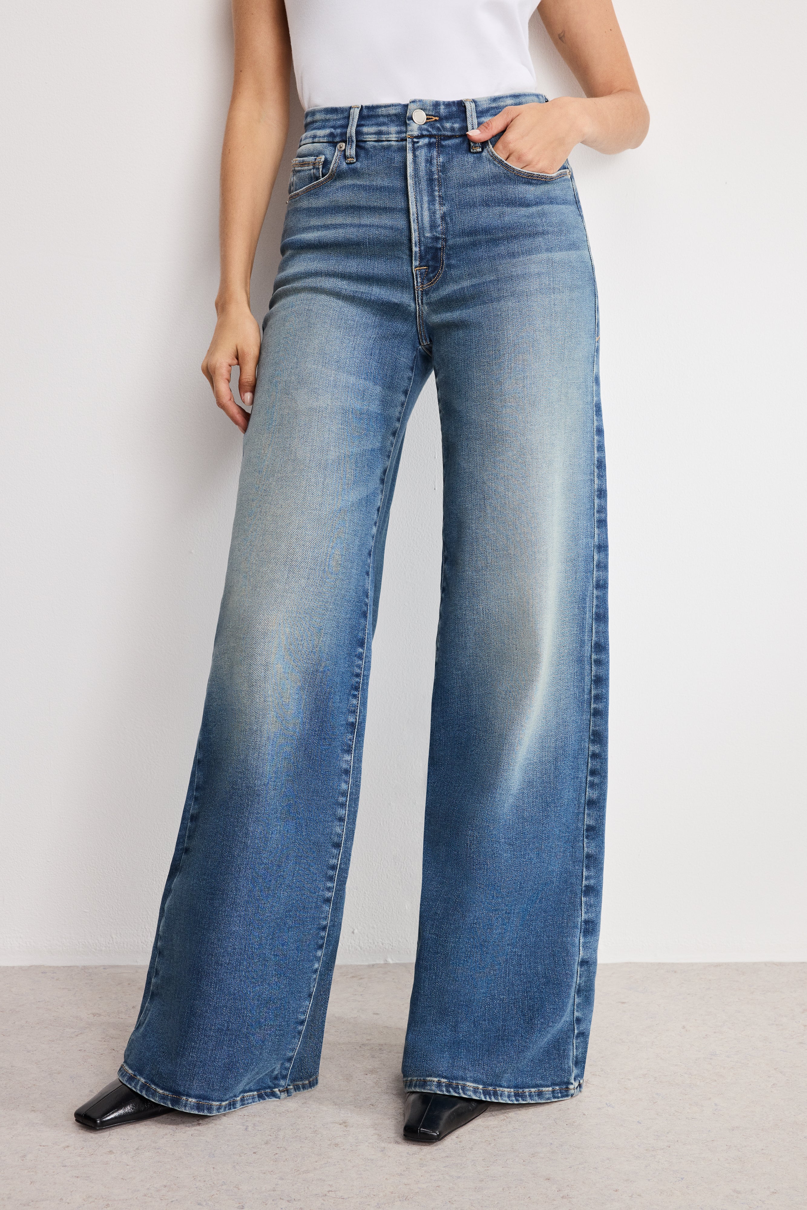 SOFT TECH GOOD WAIST PALAZZO JEANS Indigo986