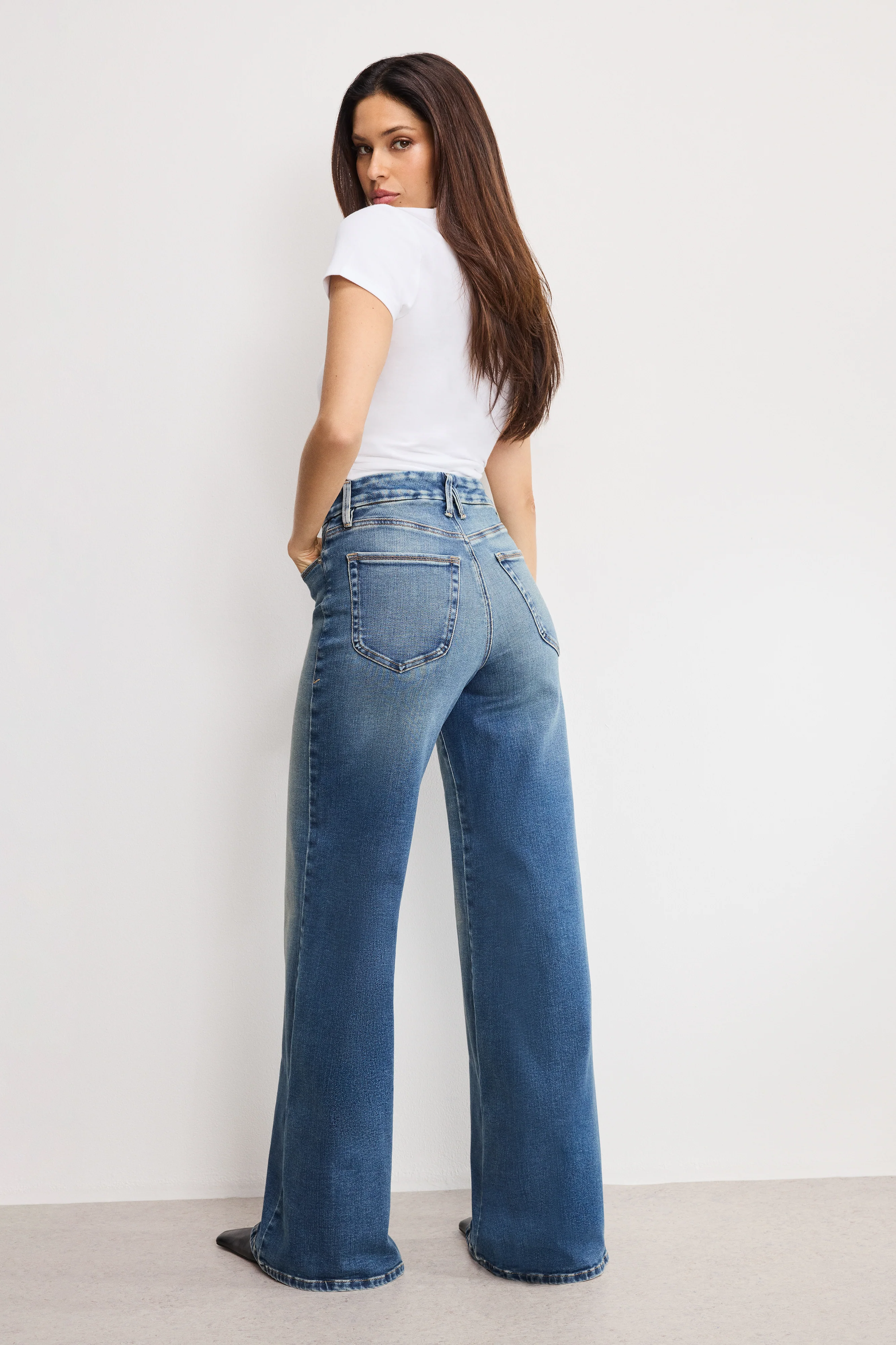 SOFT TECH GOOD WAIST PALAZZO JEANS Indigo986