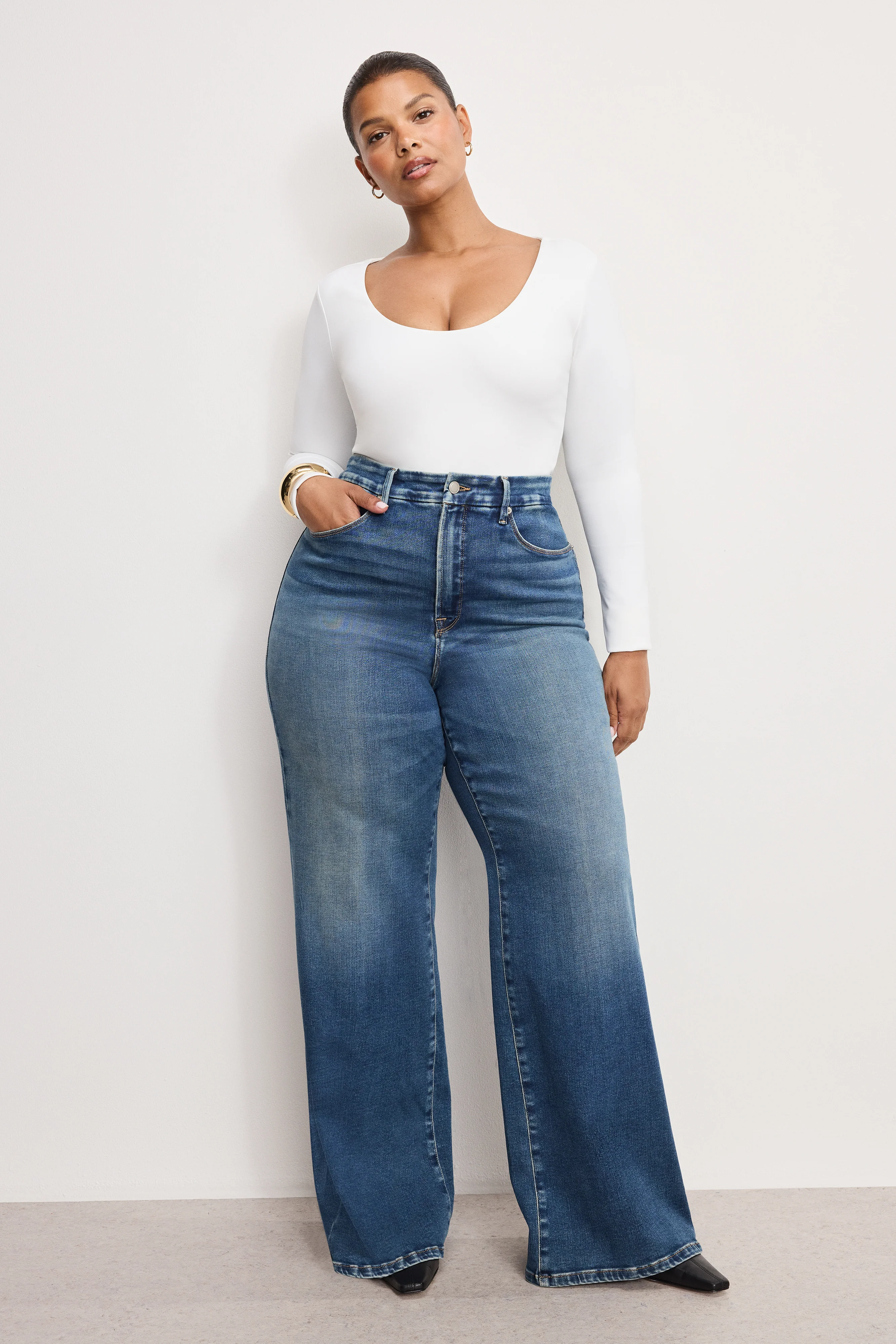SOFT TECH GOOD WAIST PALAZZO JEANS Indigo986