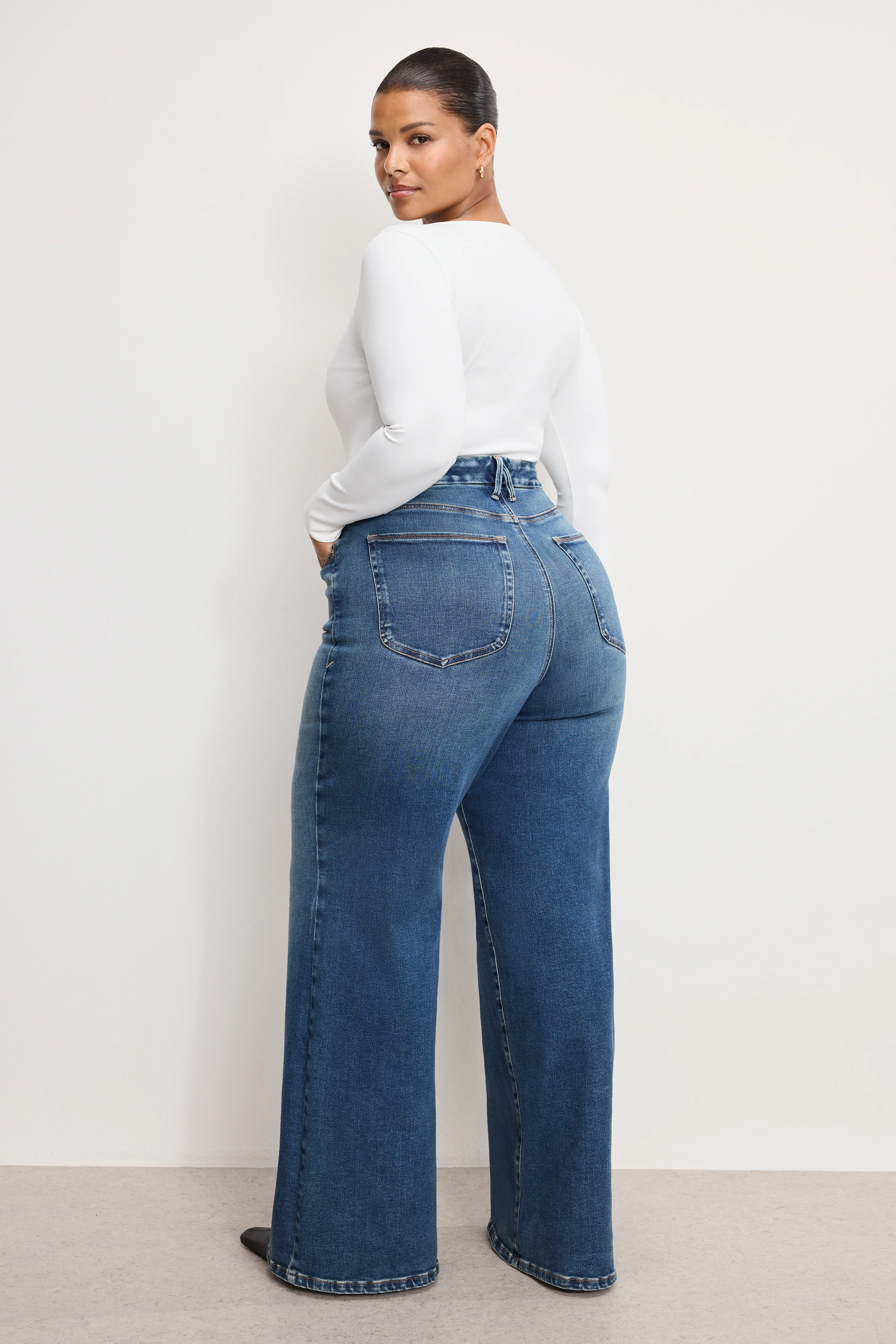 SOFT TECH GOOD WAIST PALAZZO JEANS Indigo986