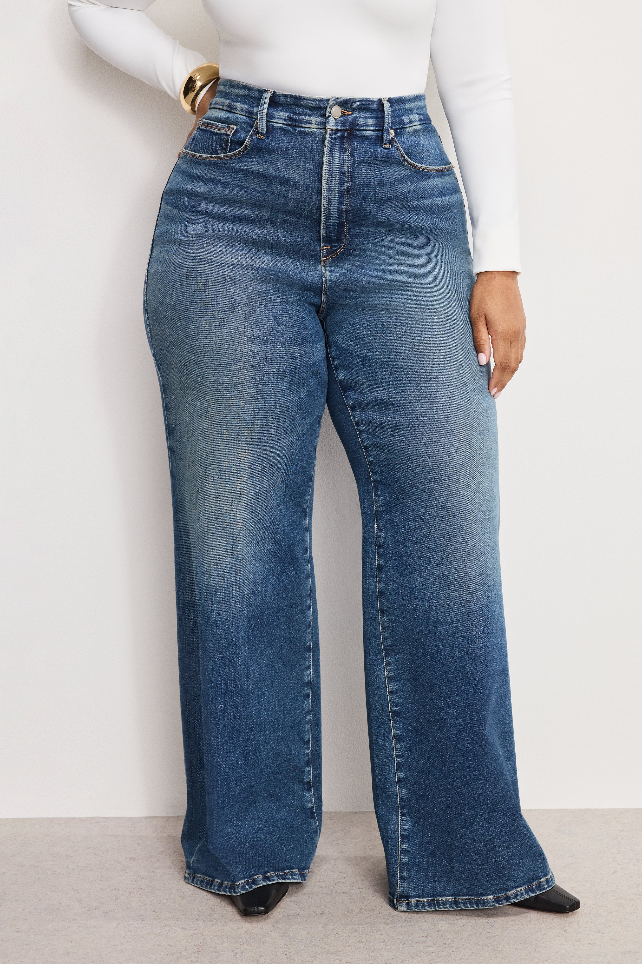SOFT TECH GOOD WAIST PALAZZO JEANS Indigo986
