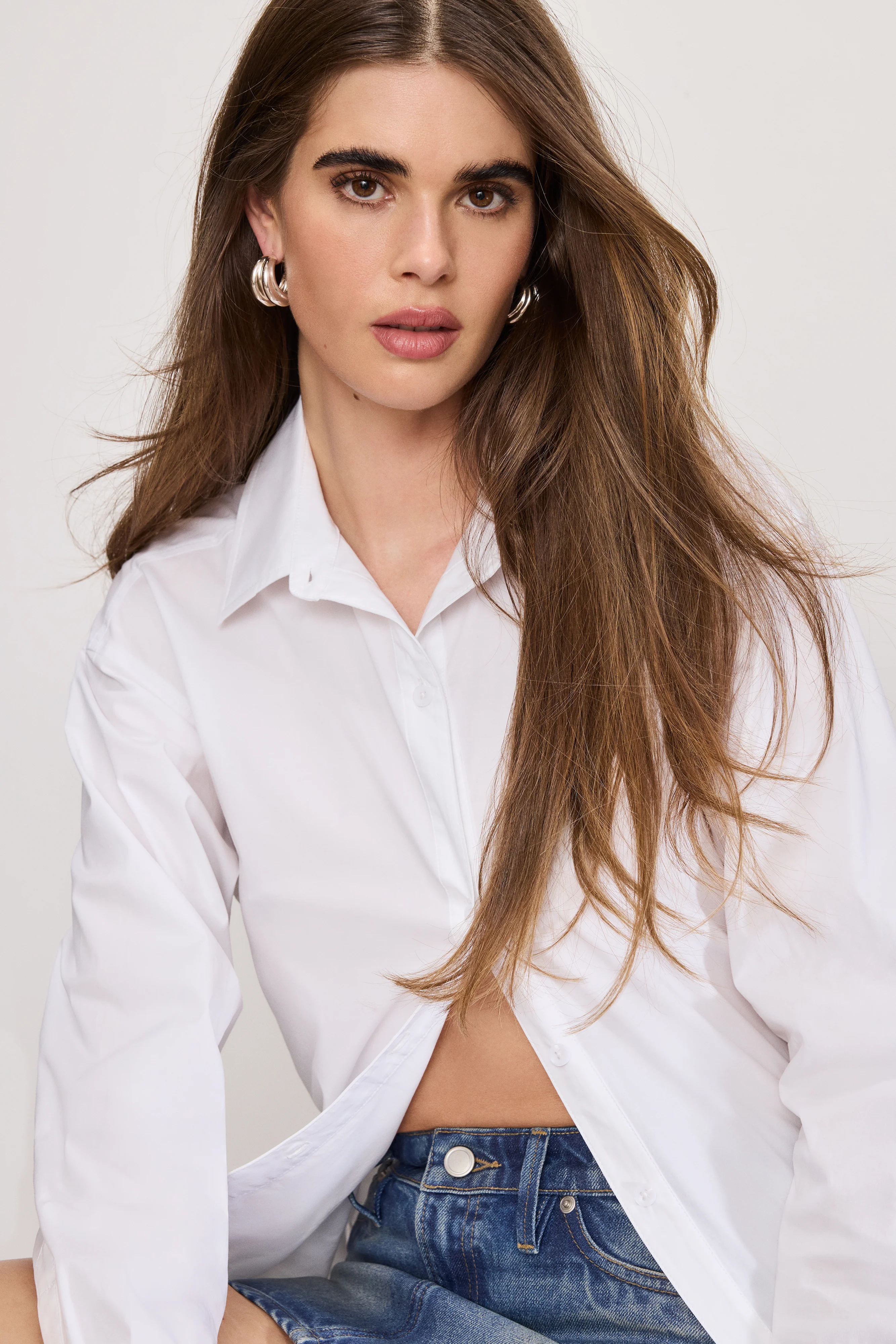 POPLIN TIE BACK SHIRT White001
