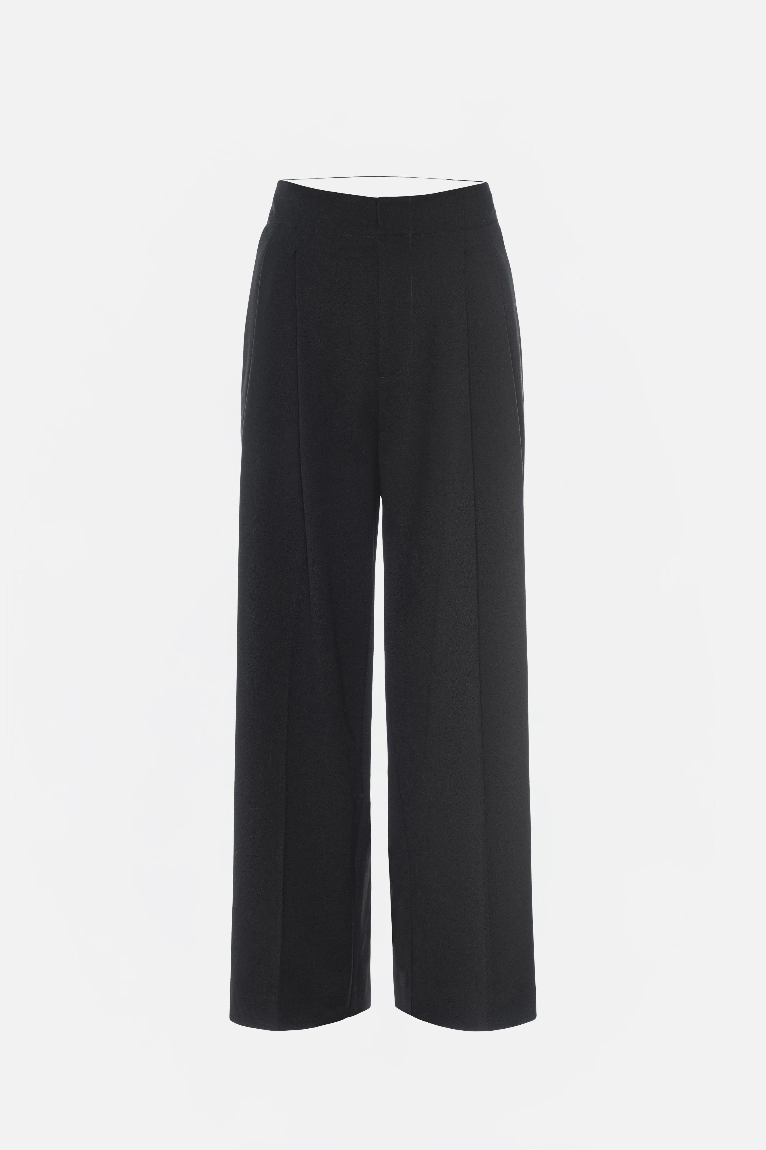 ESSENTIAL SUITING PLEATED CROPPED TROUSERS Dark heather gray
