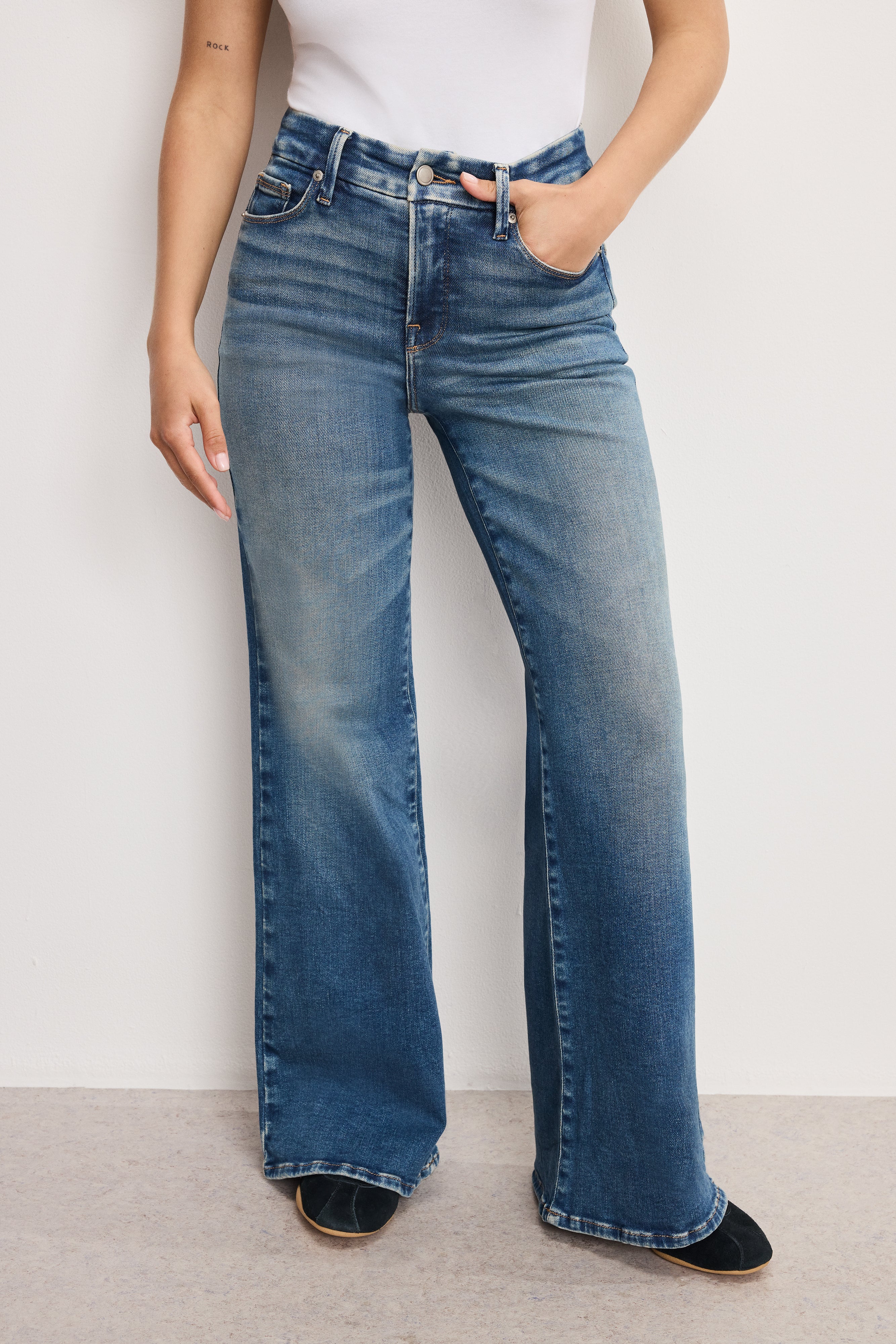 SOFT TECH GOOD PETITE PALAZZO JEANS Indigo986