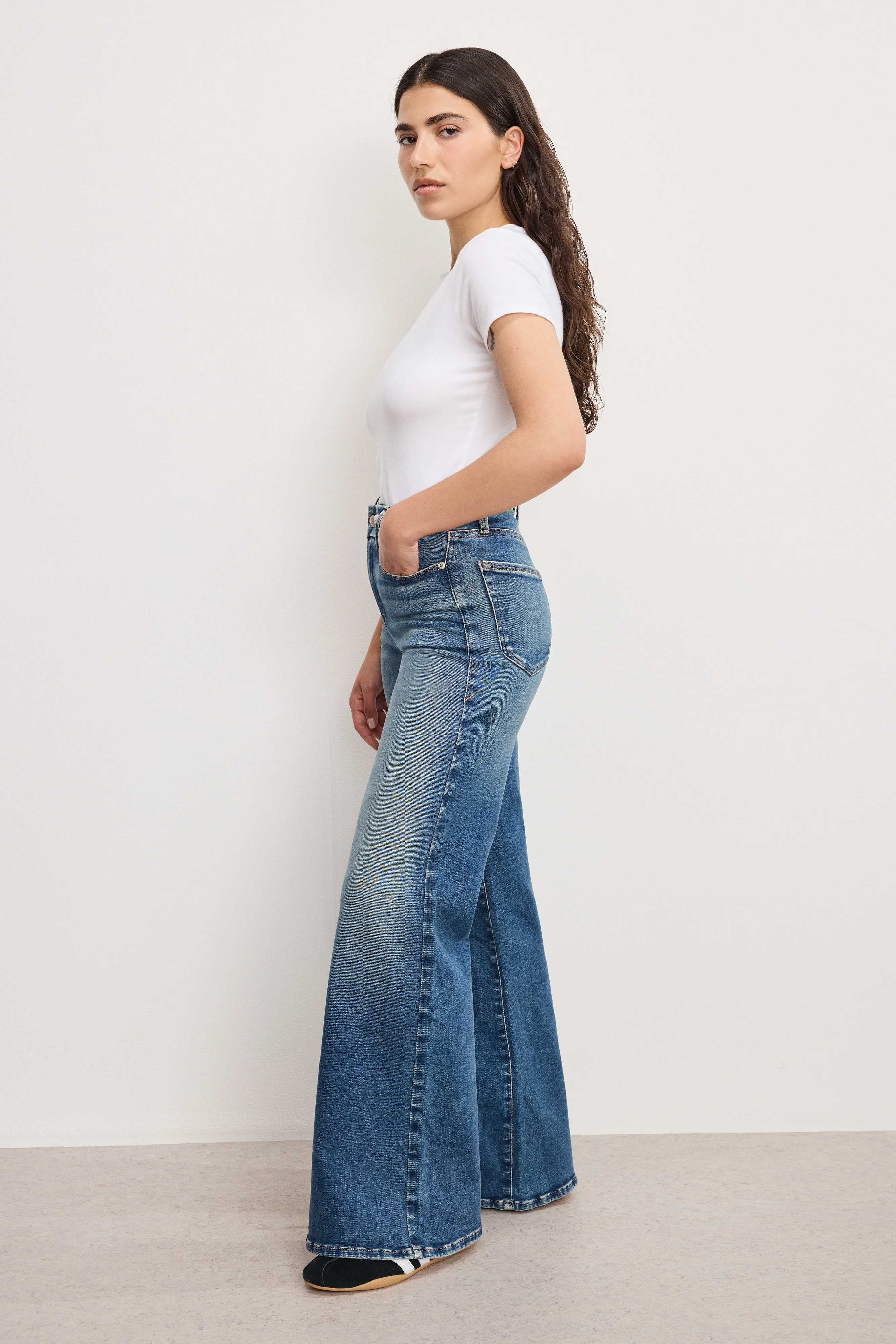 SOFT TECH GOOD PETITE PALAZZO JEANS Indigo986