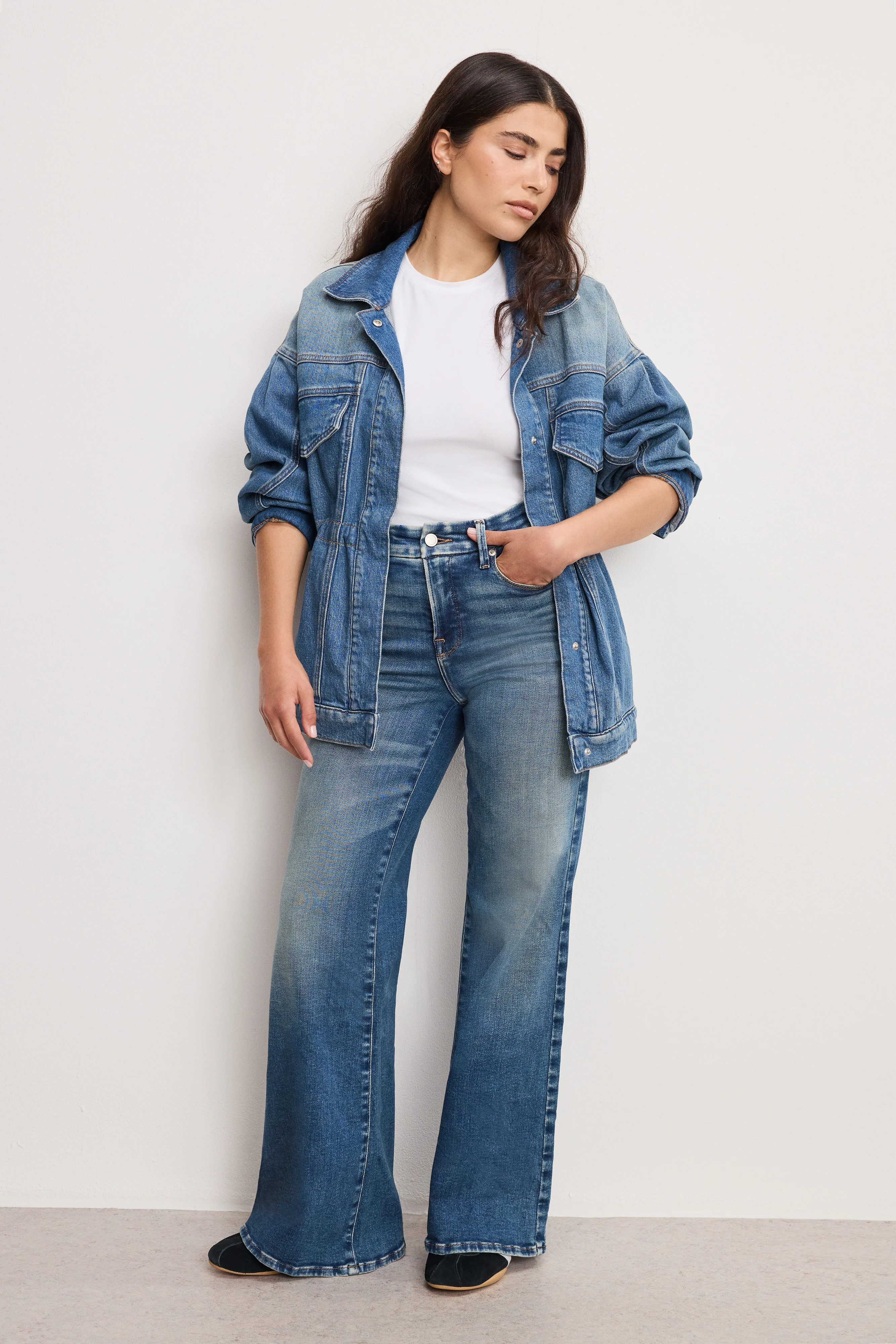 SOFT TECH GOOD PETITE PALAZZO JEANS Indigo986