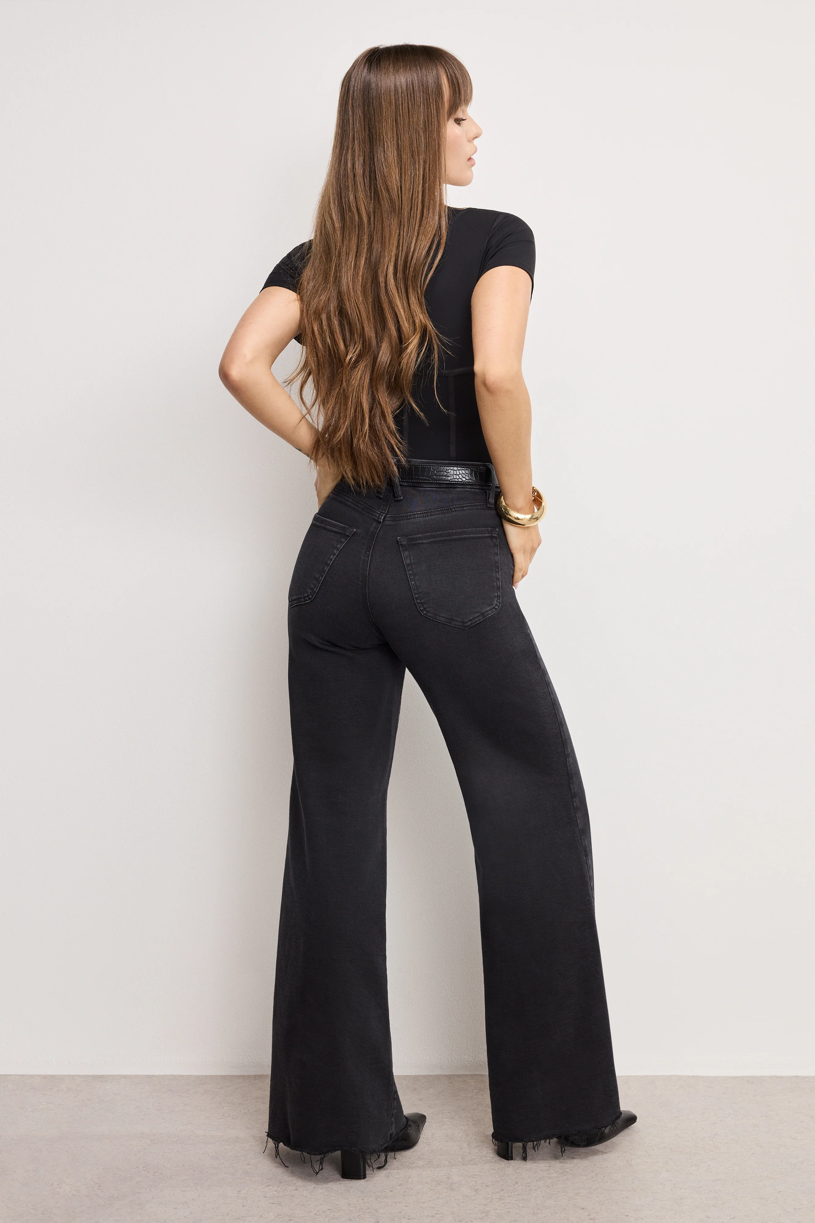 SOFT TECH GOOD WAIST PALAZZO JEANS Black391