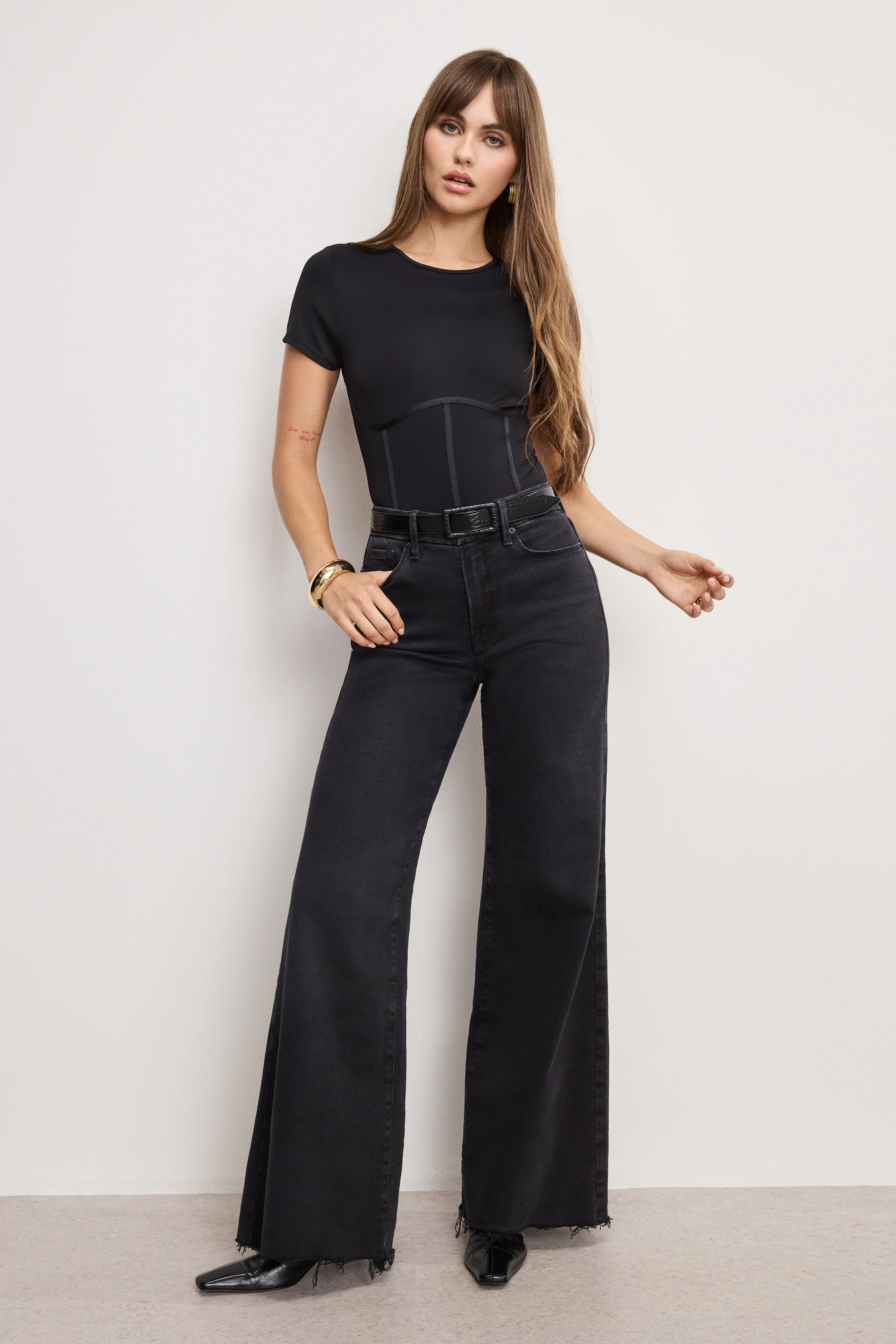 SOFT TECH GOOD WAIST PALAZZO JEANS Black391