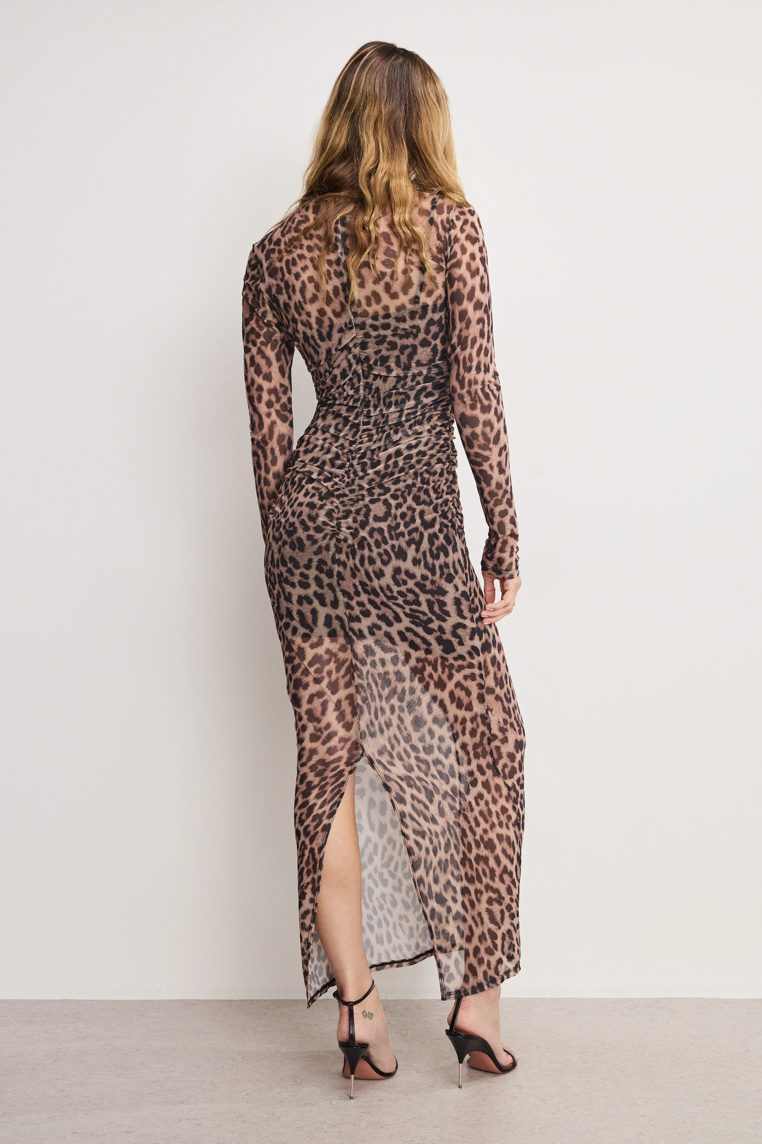 MESH RUCHED MAXI DRESS Lucky leopard001 4 MESH RUCHED MAXI DRESS Lucky leopard001