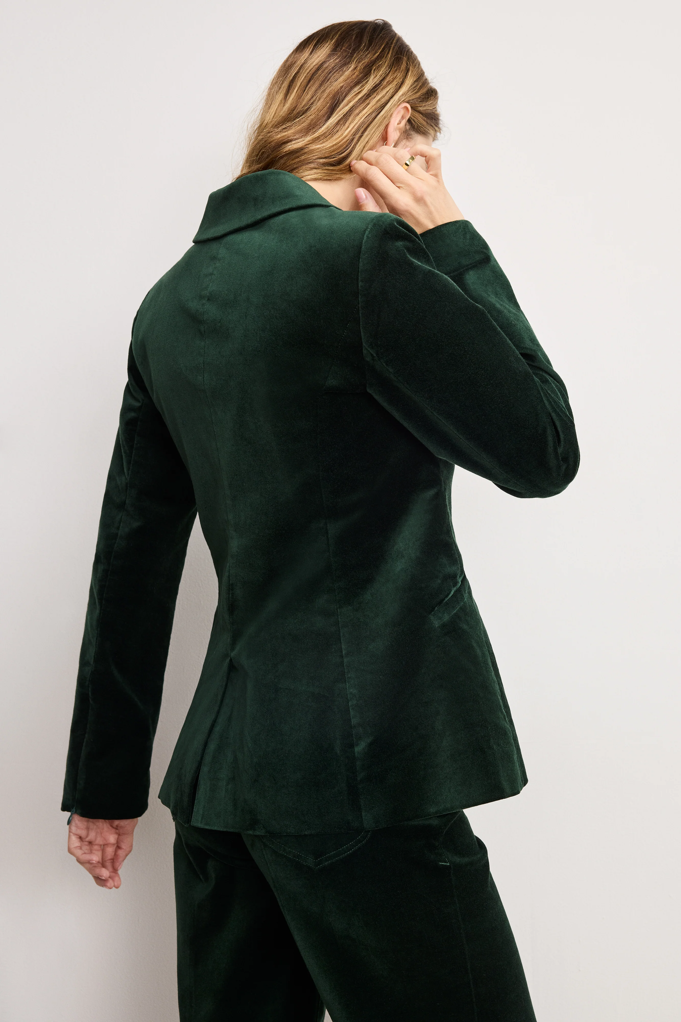 VELVET SCULPTED BLAZER Pine green003 4 VELVET SCULPTED BLAZER Pine green003