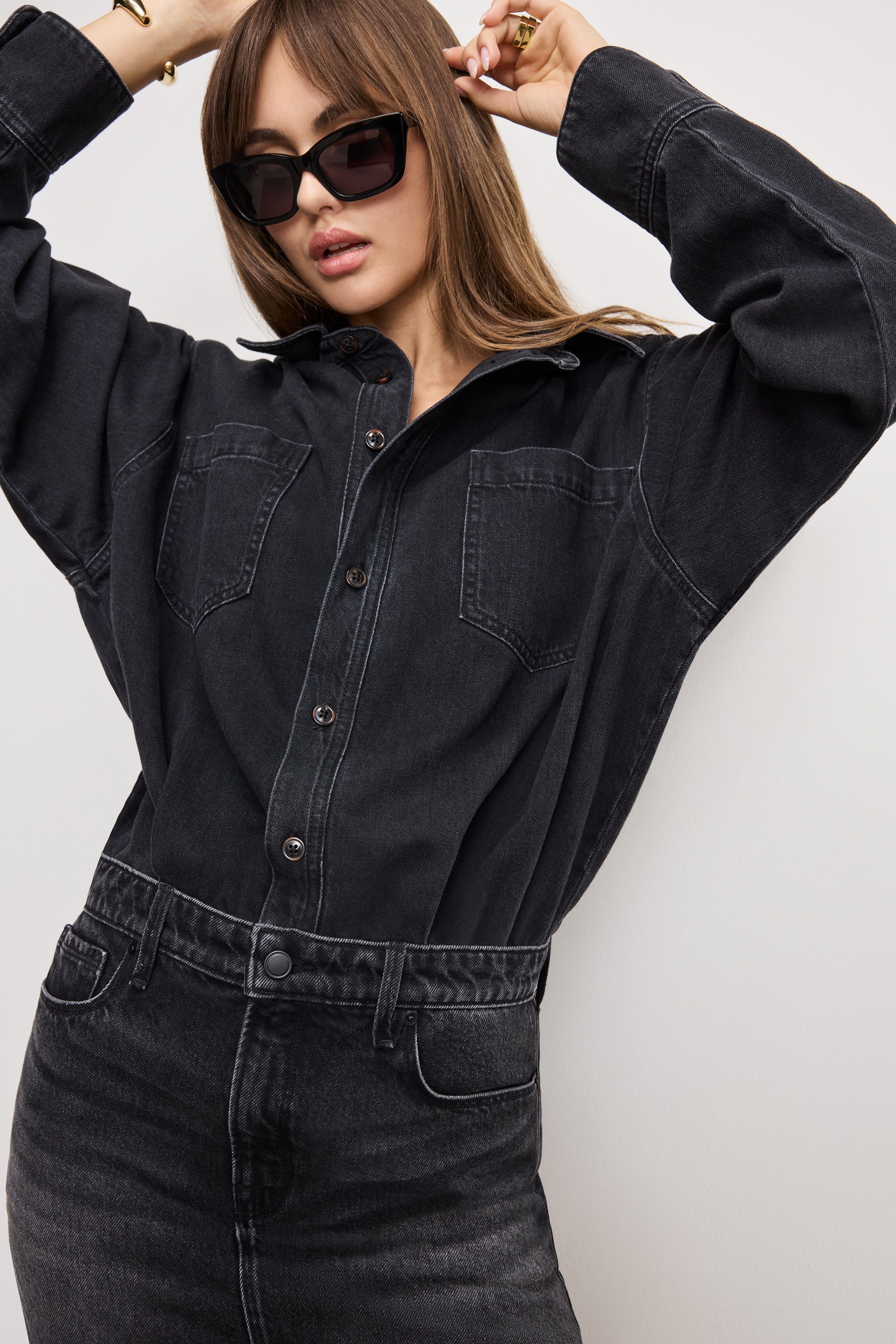 DENIM SHIRT DRESS Black389 3 DENIM SHIRT DRESS Black389
