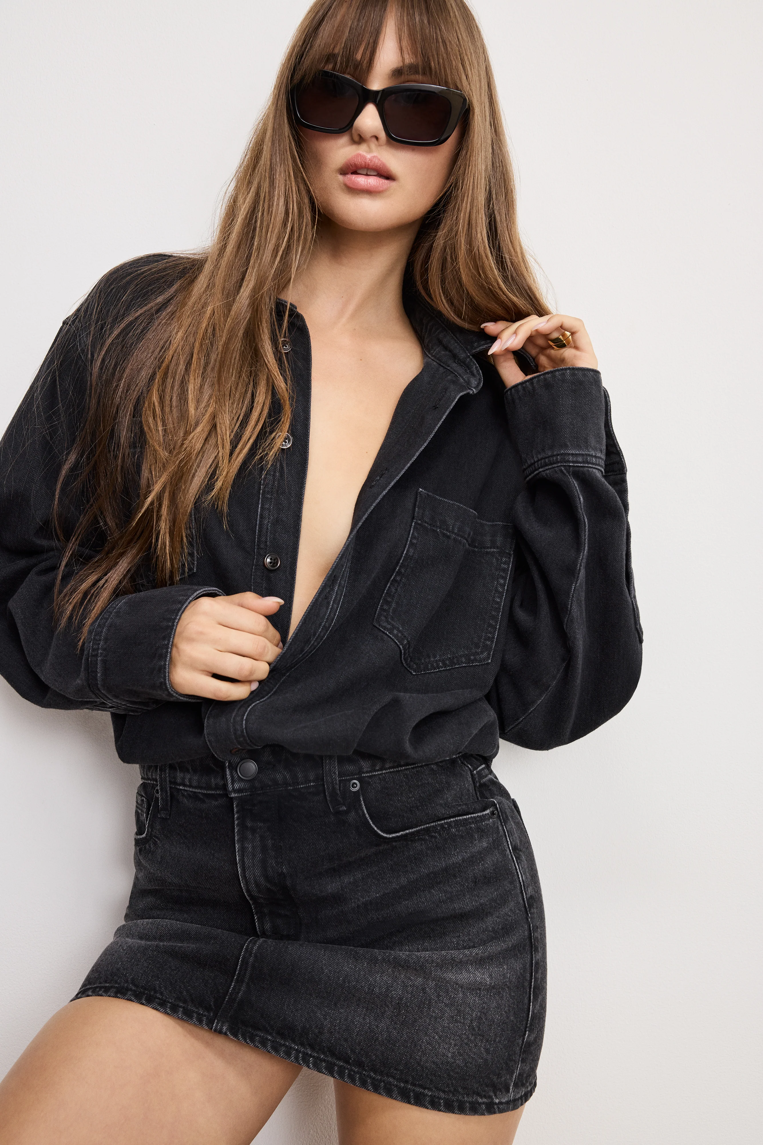 DENIM SHIRT DRESS Black389 5 DENIM SHIRT DRESS Black389