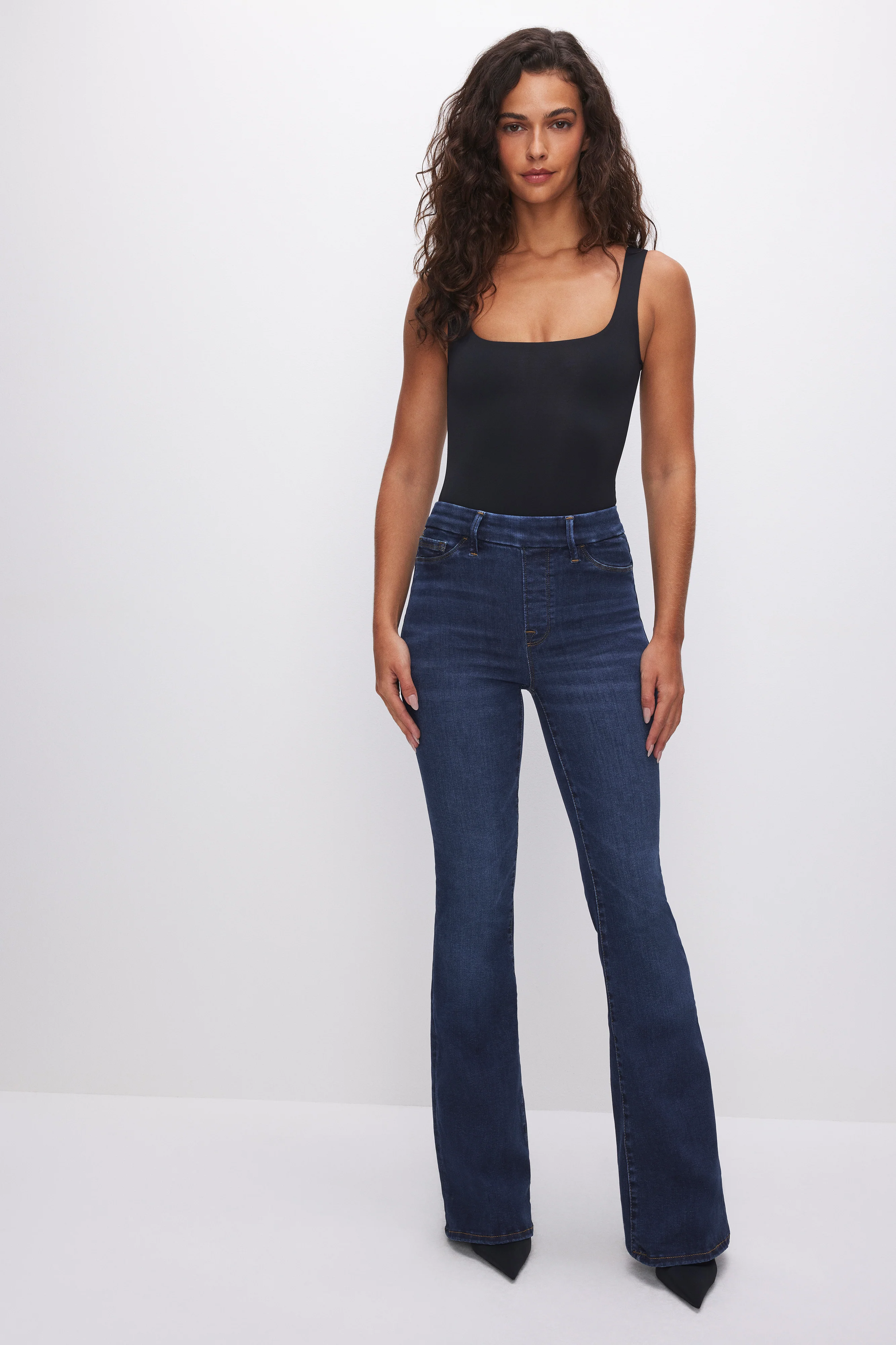 POWER STRETCH PULL-ON FLARE JEANS Indigo491