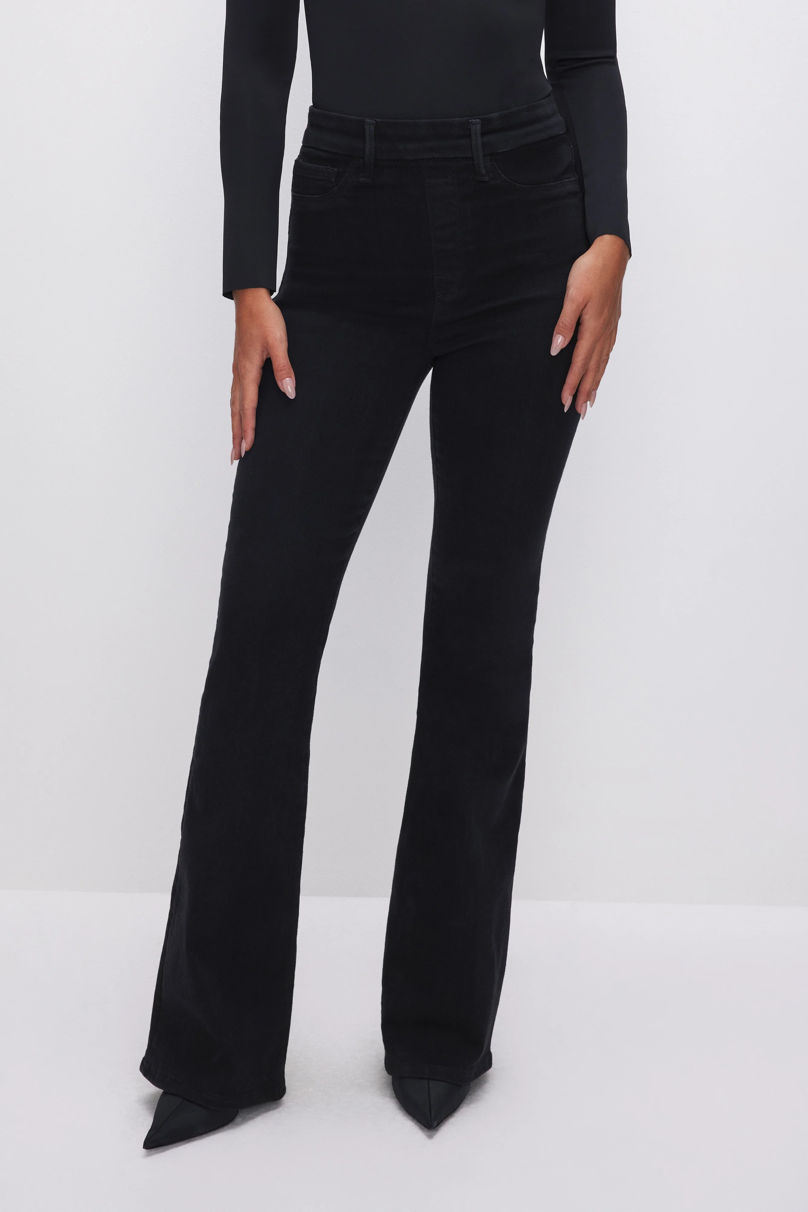 POWER STRETCH PULL-ON FLARE JEANS Black001 3 POWER STRETCH PULL-ON FLARE JEANS Black001