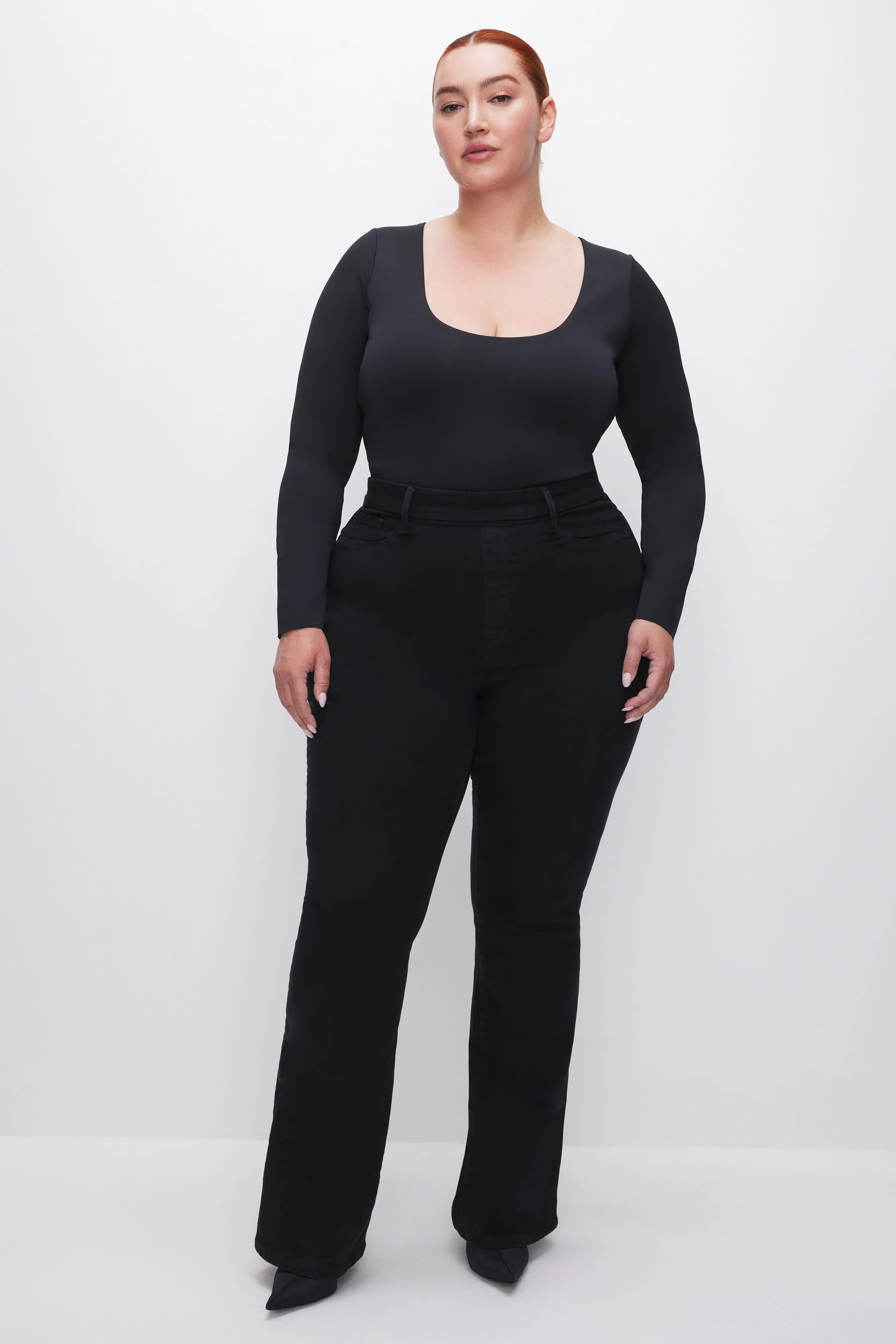 POWER STRETCH PULL-ON FLARE JEANS Black001 8 POWER STRETCH PULL-ON FLARE JEANS Black001