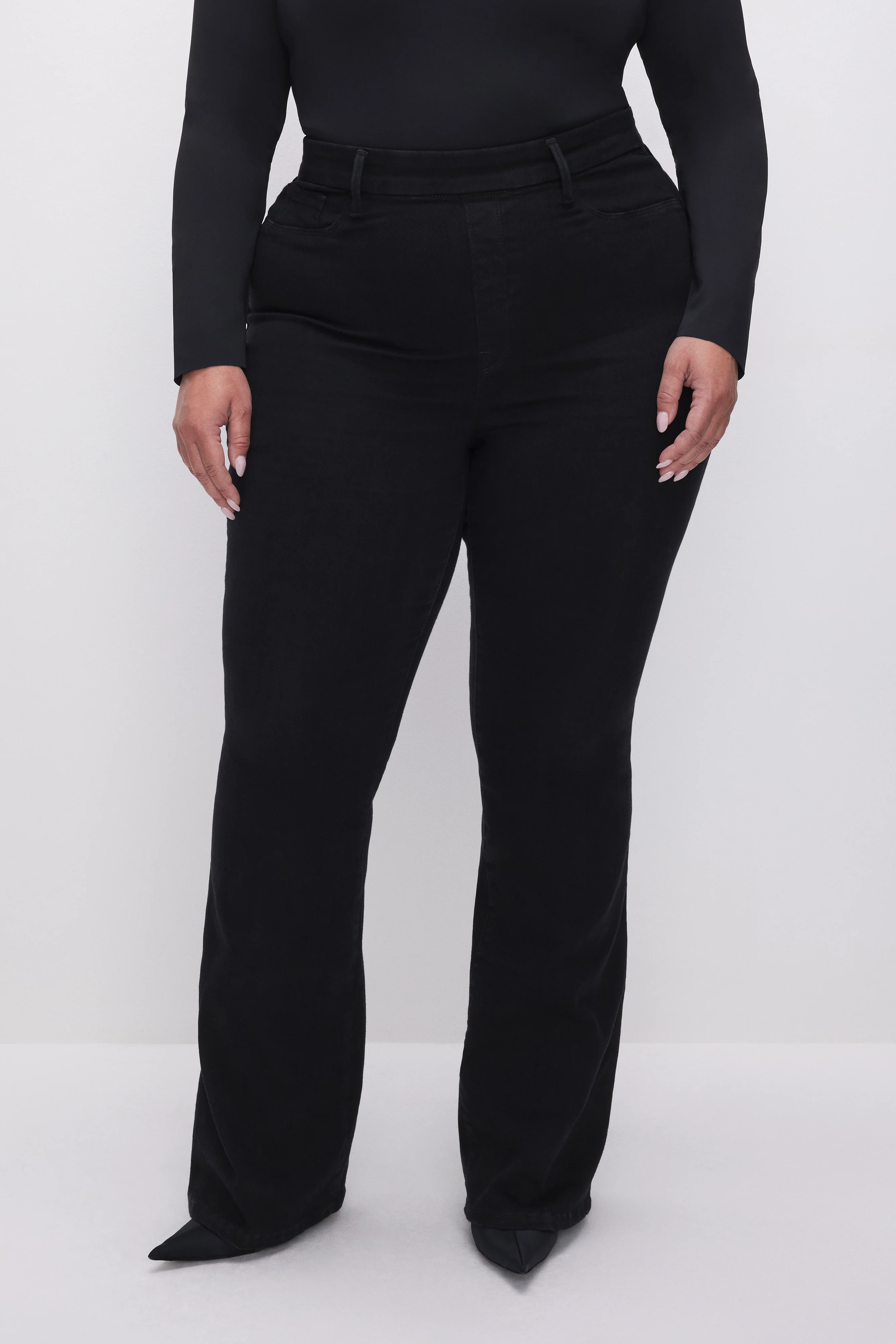 POWER STRETCH PULL-ON FLARE JEANS Black001 9 POWER STRETCH PULL-ON FLARE JEANS Black001