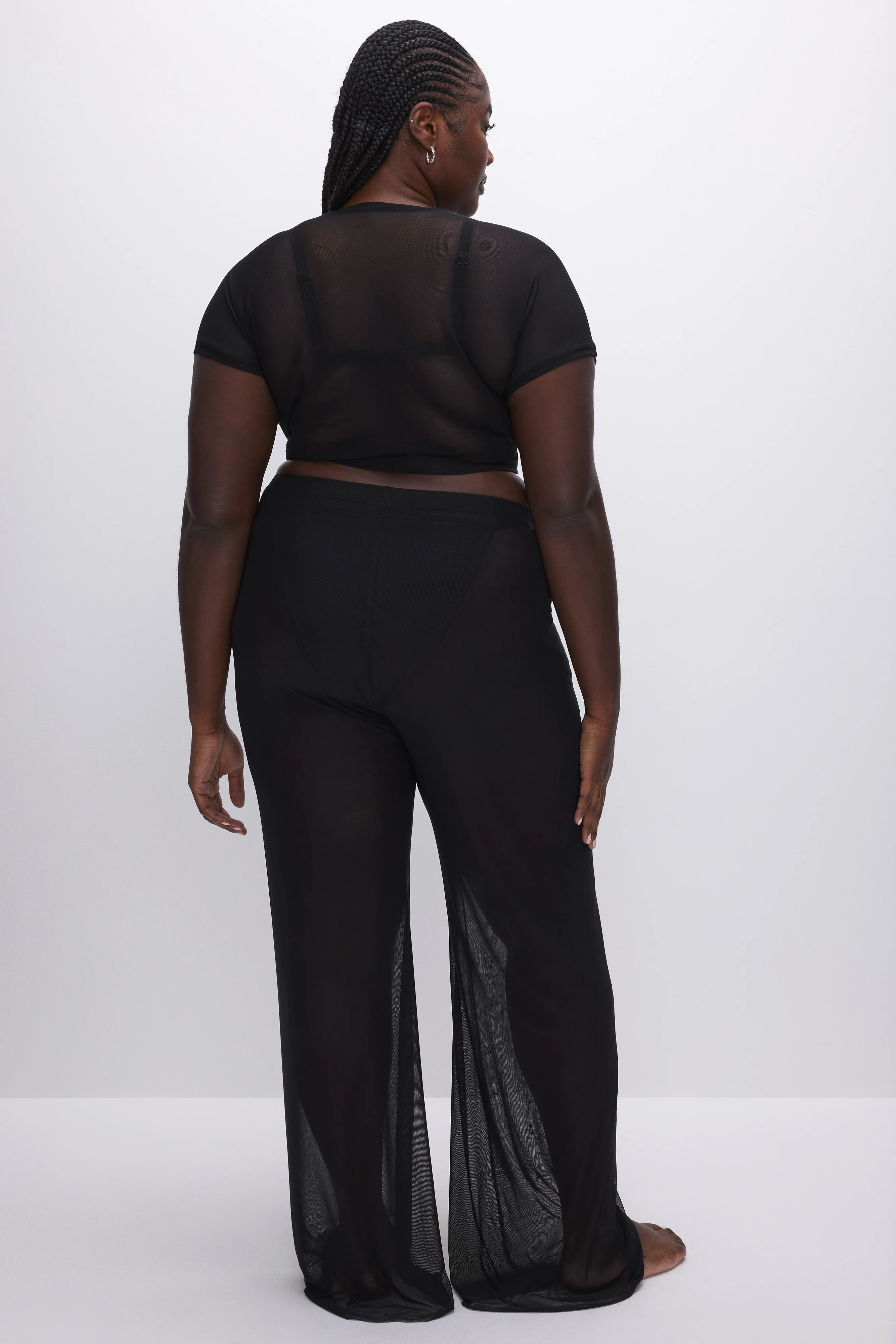 MESH WIDE PANTS Black001