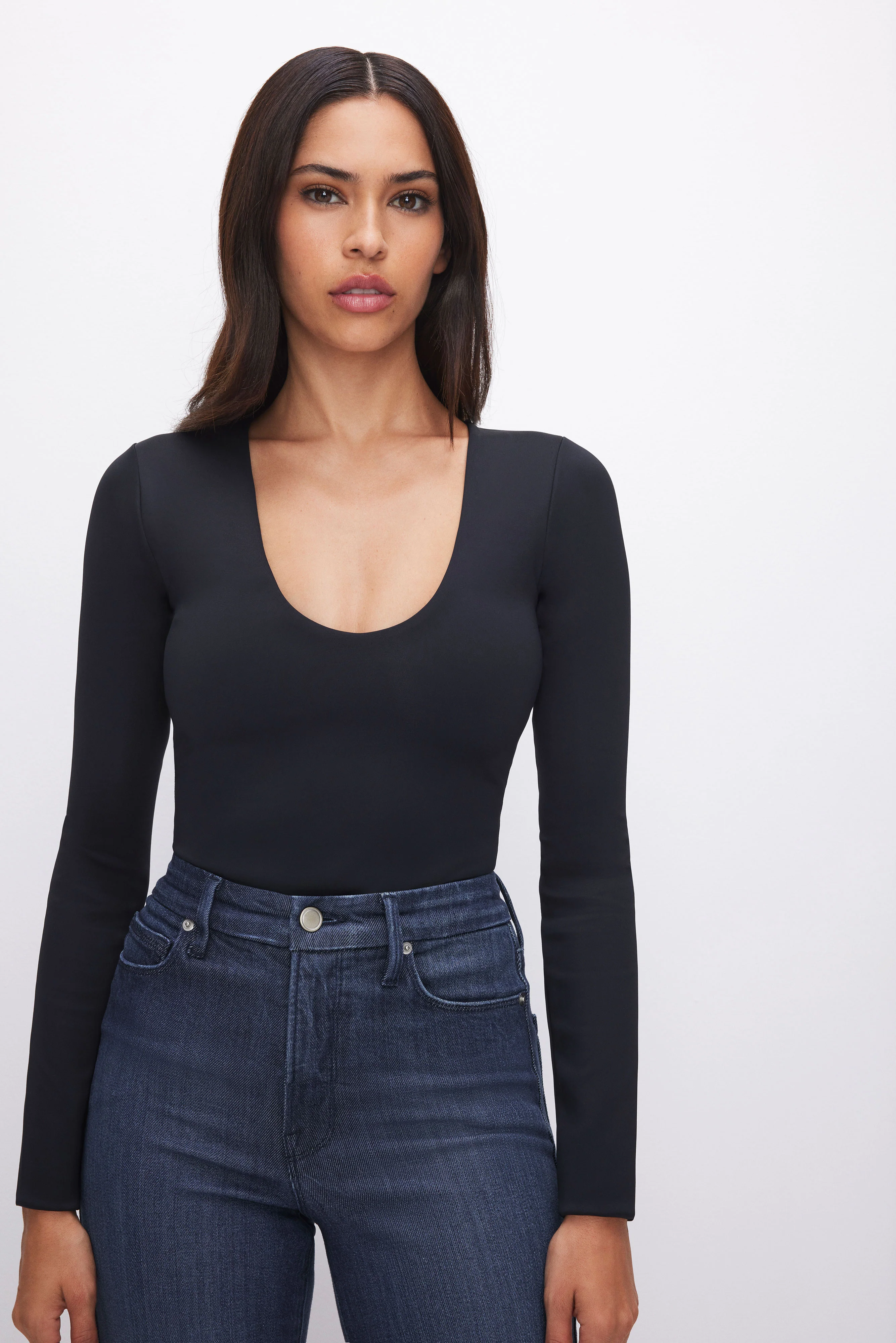 SCULPTING SCOOP NECK BODYSUIT Black001