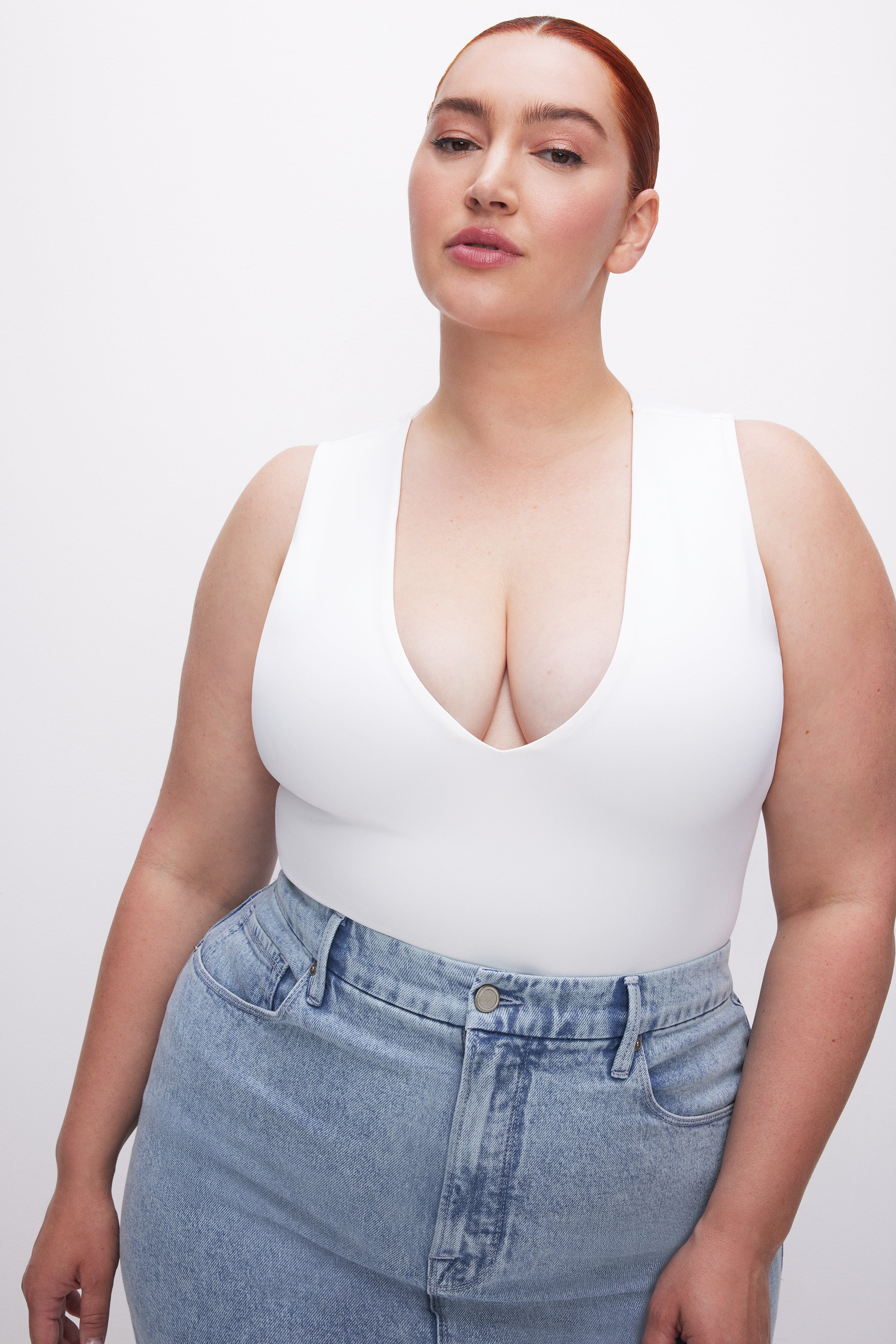 SCULPTING DEEP V TANK BODYSUIT White001 8 SCULPTING DEEP V TANK BODYSUIT White001